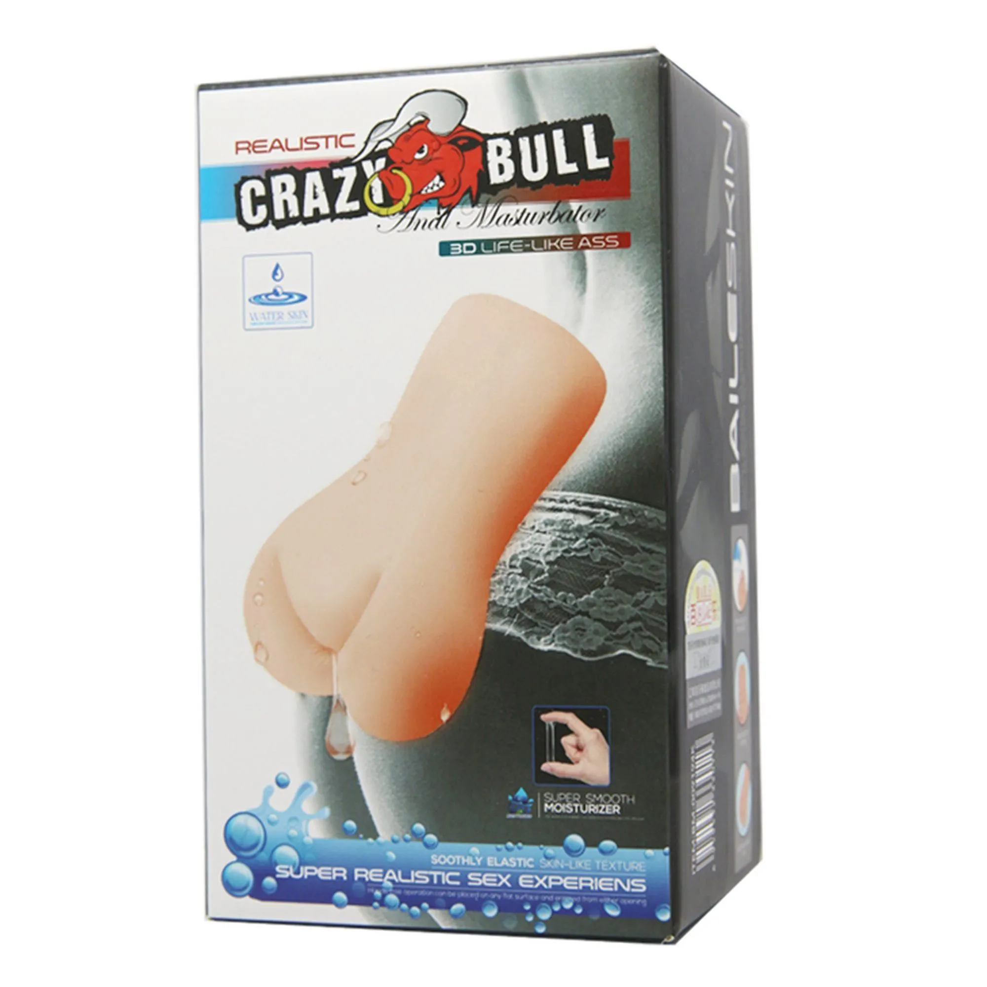 Crazy Bull Realistic 3D Ass - Masturbator, W kolorze cielistym, 13.5 cm