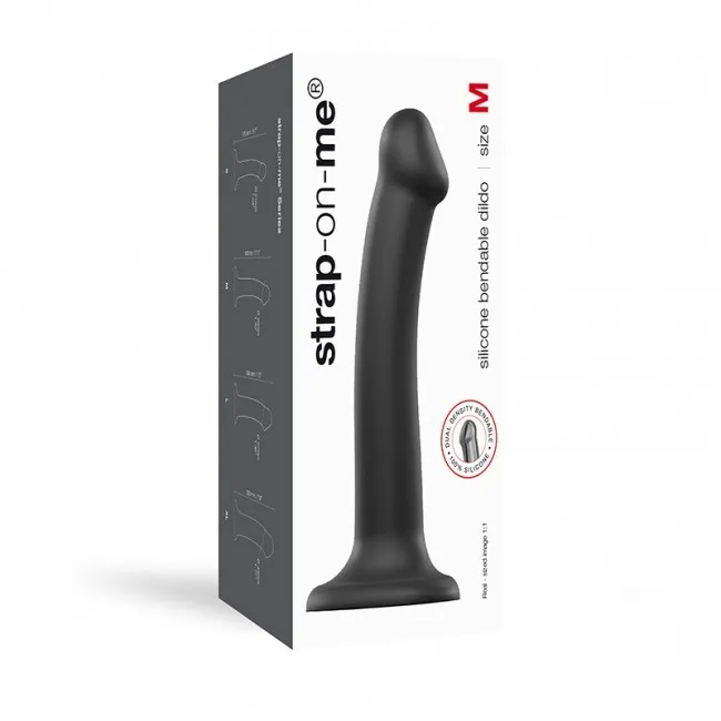 Strap-on-me Bendable Double Density - Dildo, Czarny, 18 cm, M