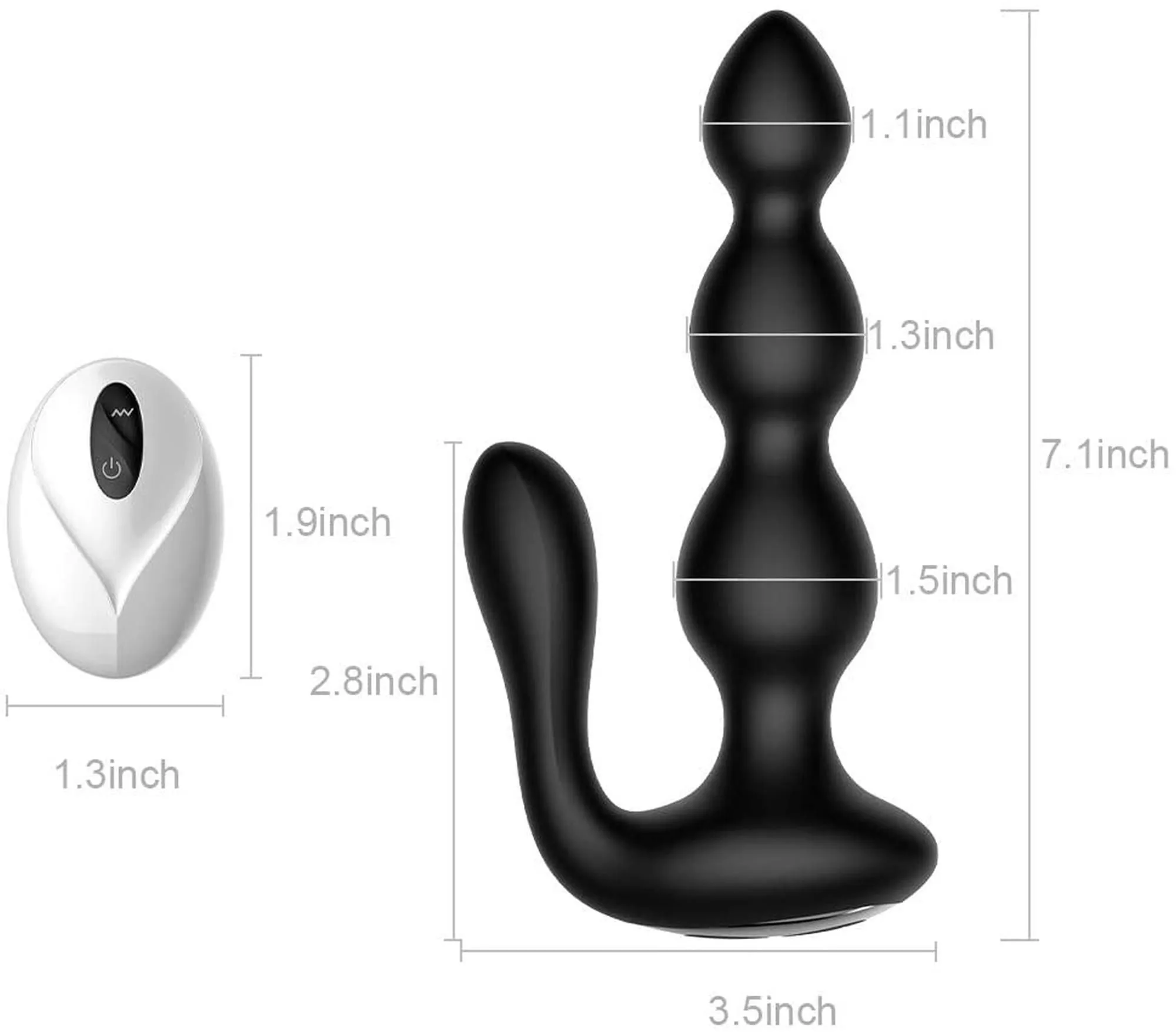 B - Series Cute Anal Beads - Korek analny, Czarny, 18 cm