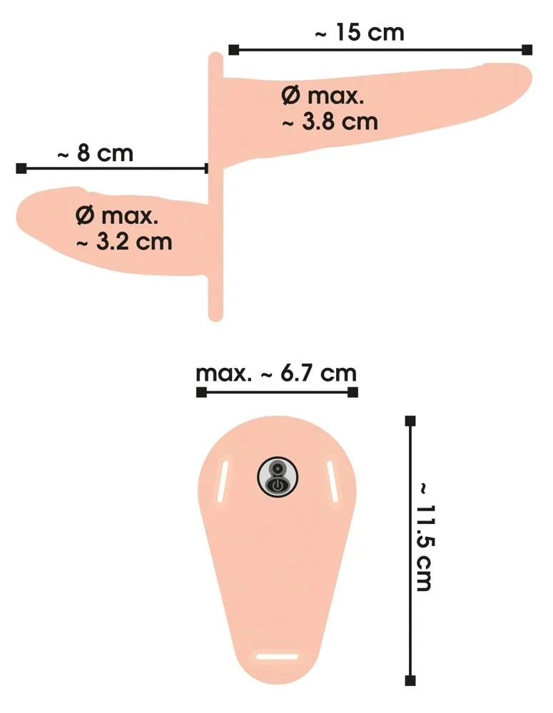 Подвійний страпон Vibrating Double Strap-On, 15,7 см (тілесний)