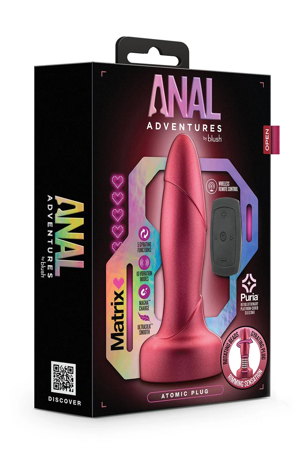 Анальная пробка Anal Adventures Matrix Atomic Plug, 14.6 см (красный)