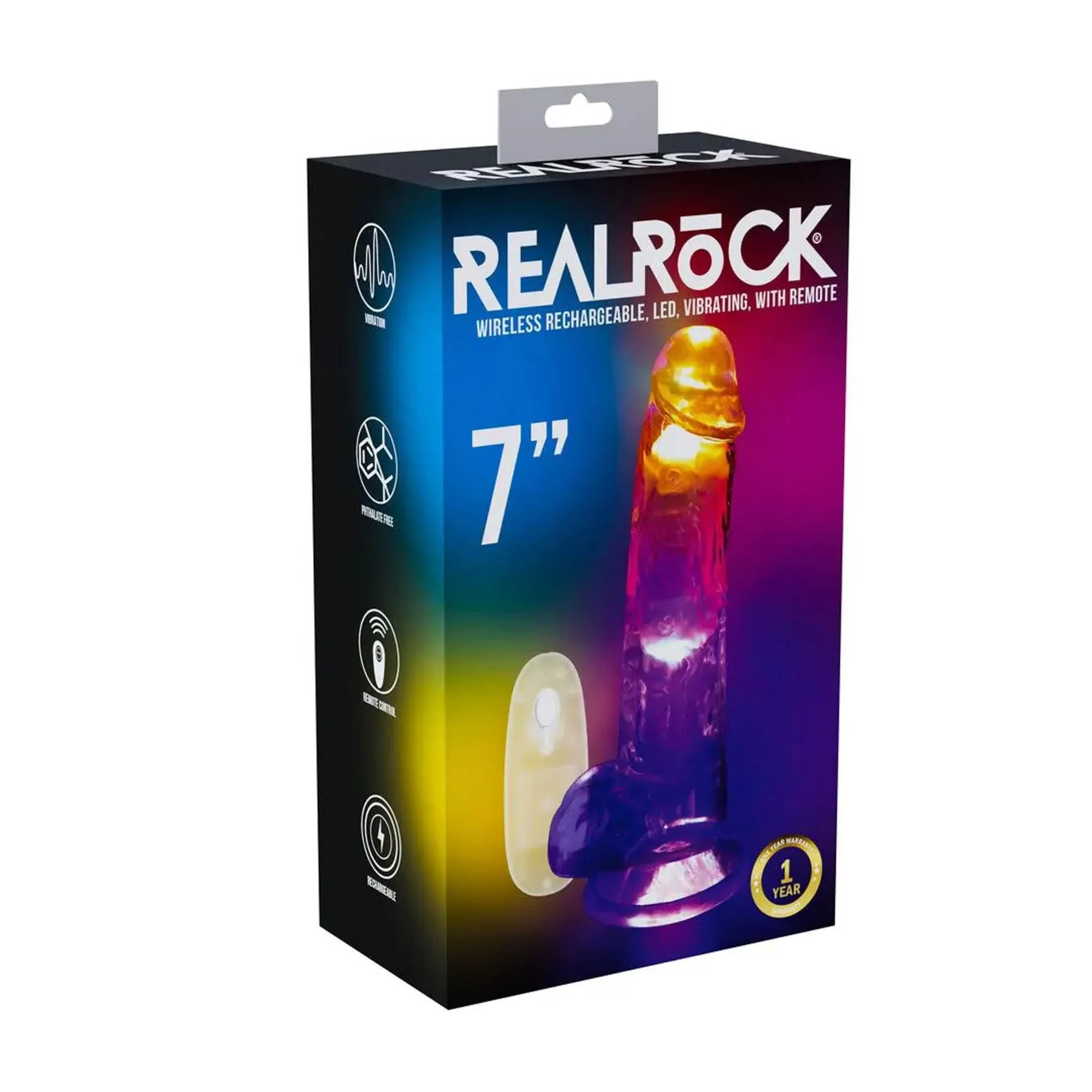 Вібратор RealRock LED Vibrating, 19.5 см (прозорий)