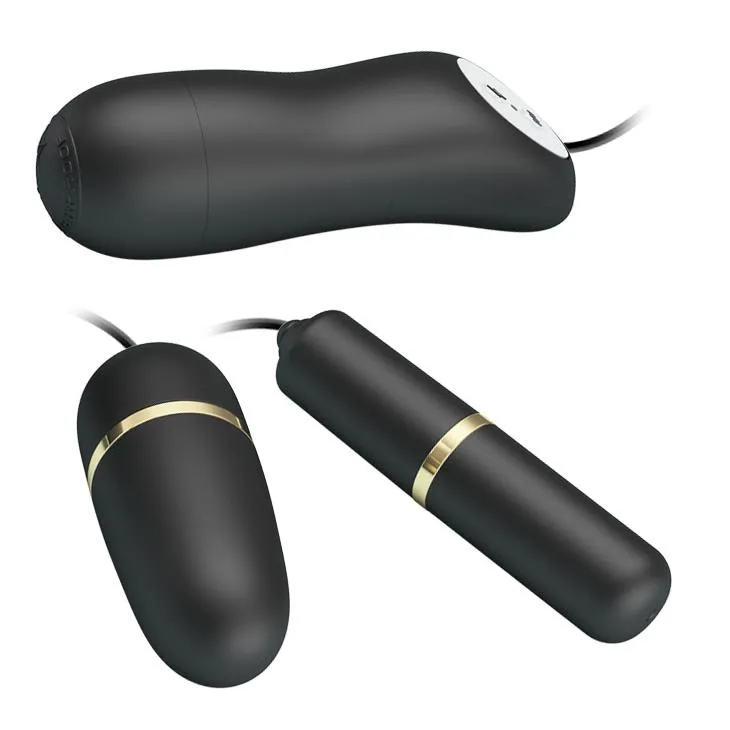 Набор игрушек Pretty Love Double Vibro Bullet, 2 шт (черный)