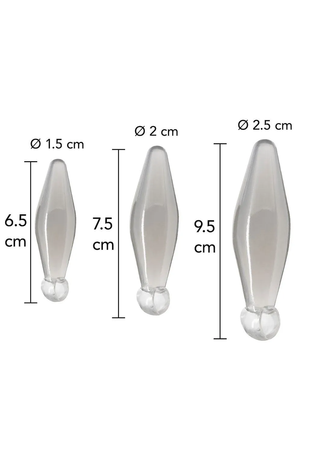 TOYJOY Finger Rimmer - Zestaw korków analnych, Przezroczysty, 10 cm
