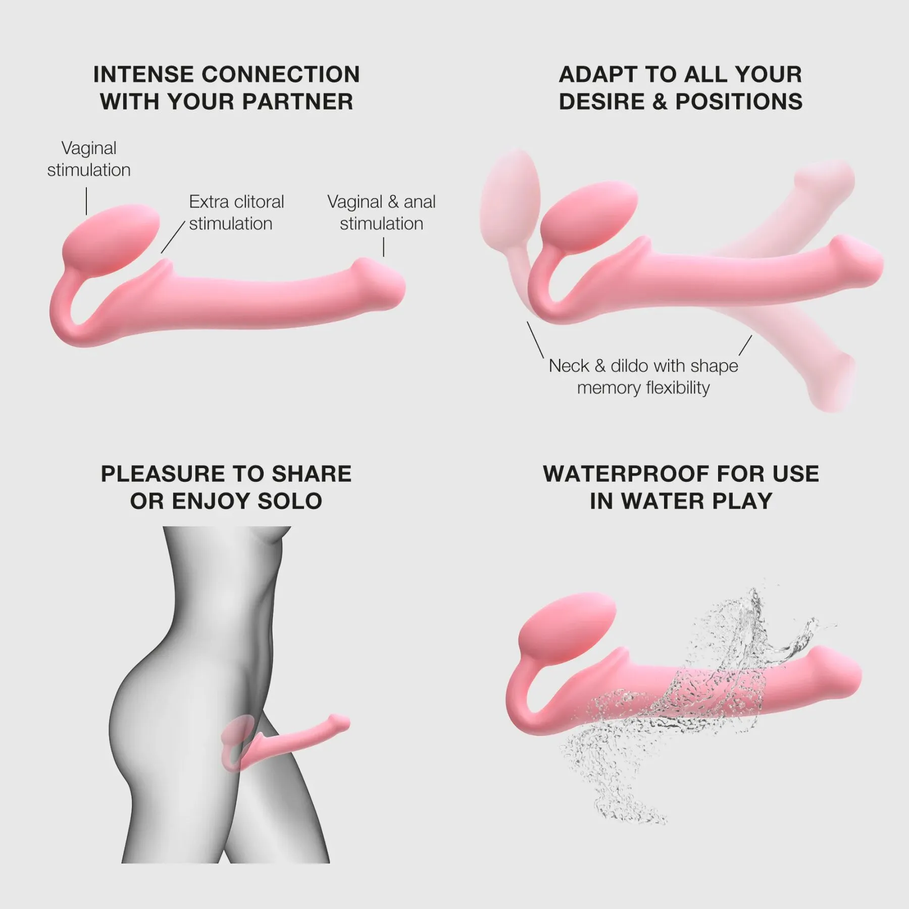 Dorcel Semi-Realistic Bendable Strap-On - Strapon, Pink, 15.2 cm, M