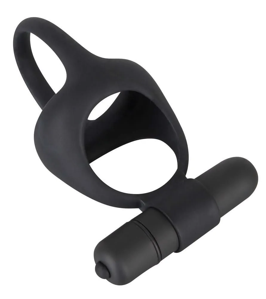Віброкільце Black Velvets Cock & Ball Ring, 7 см (чорний)