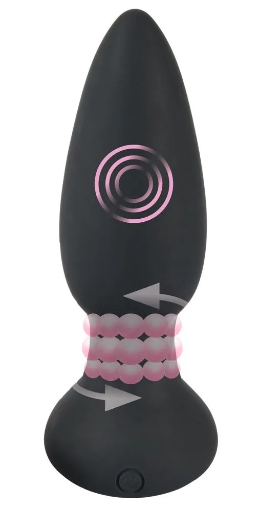 Анальна пробка Black Velvets Rotating & Vibrating Plug, 14 см (чорний)