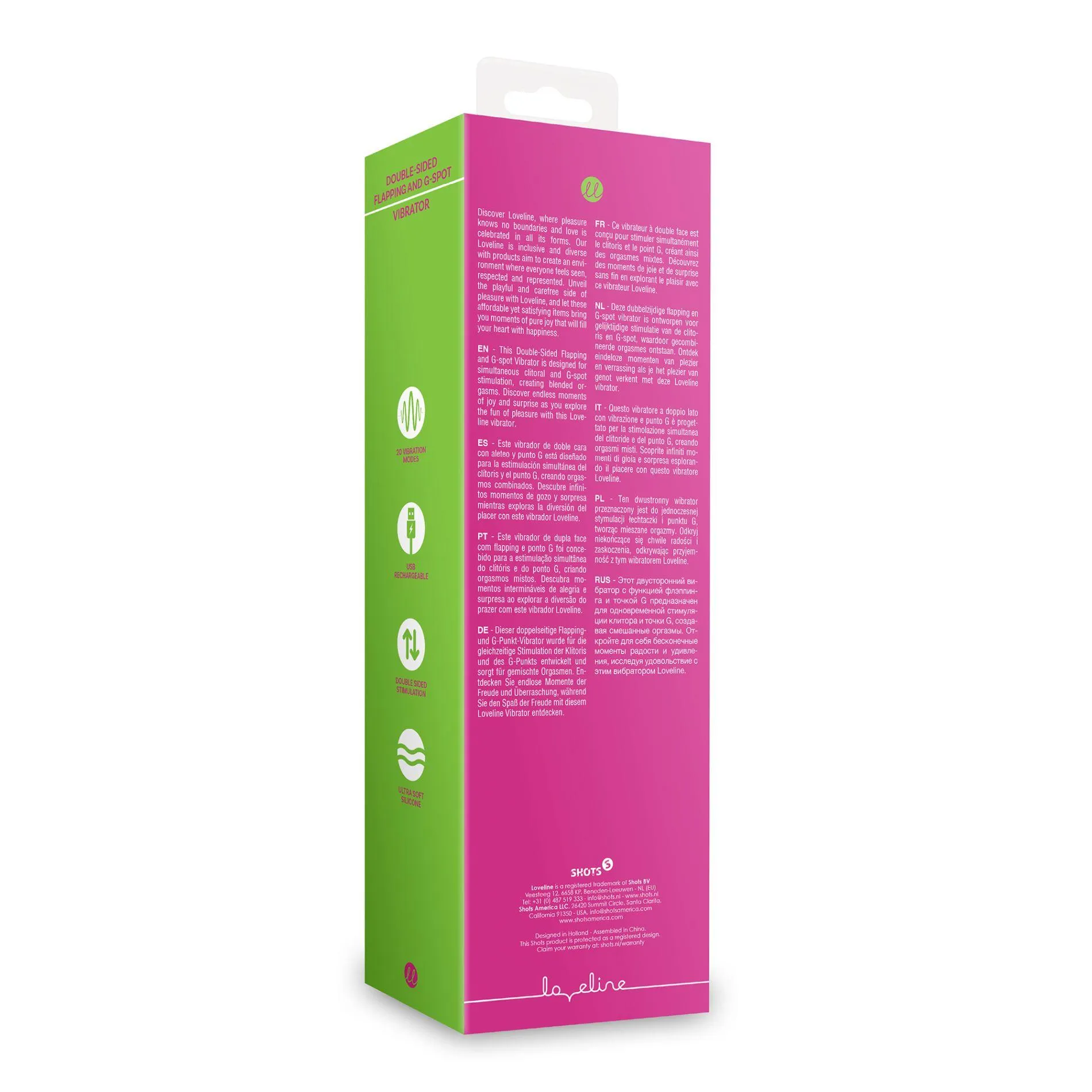 Loveline Double Sided Flapping and G-Spot - Wibrator, Różowy, 24 cm