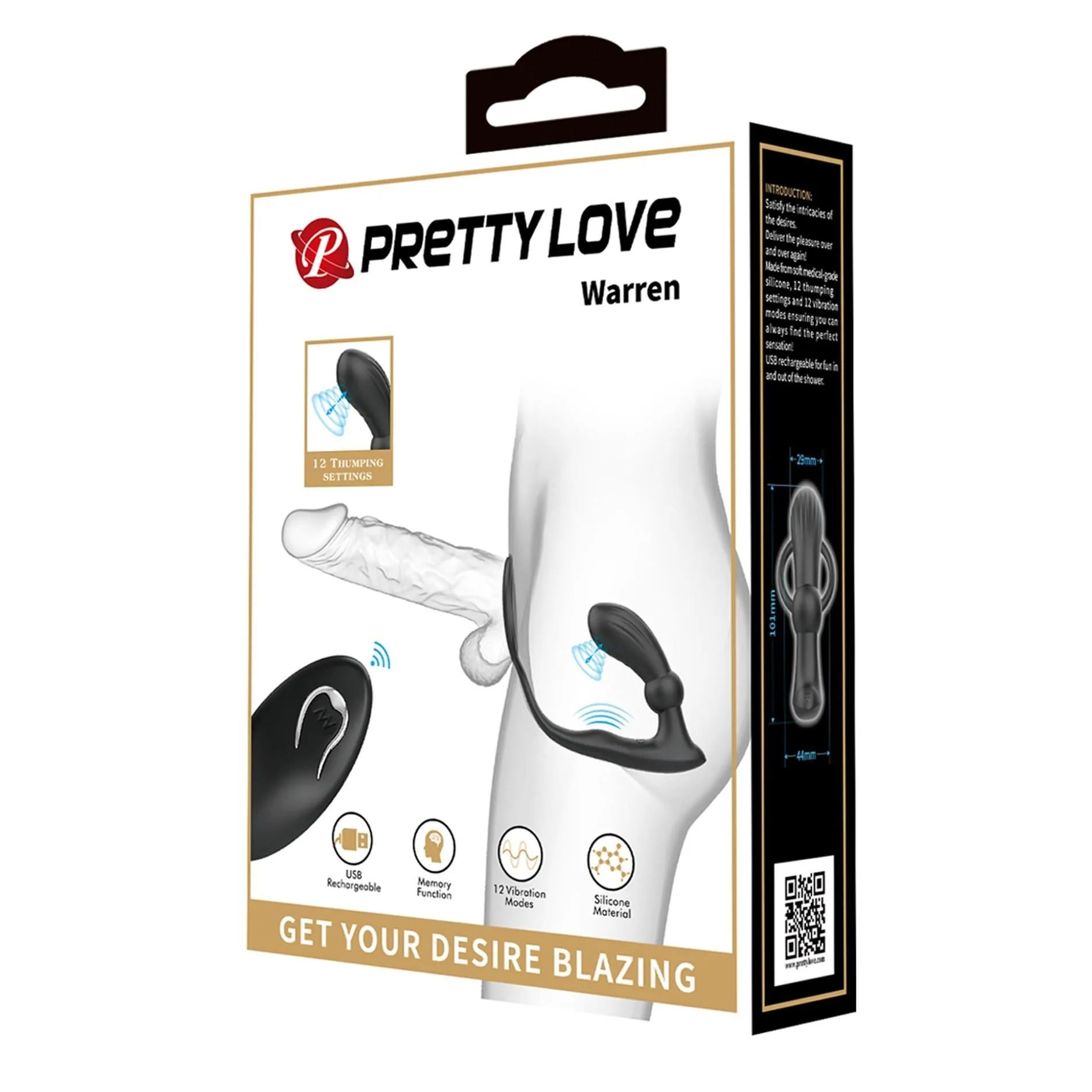 Стимулятор простати Pretty Love Warren, 17 см (чорний)