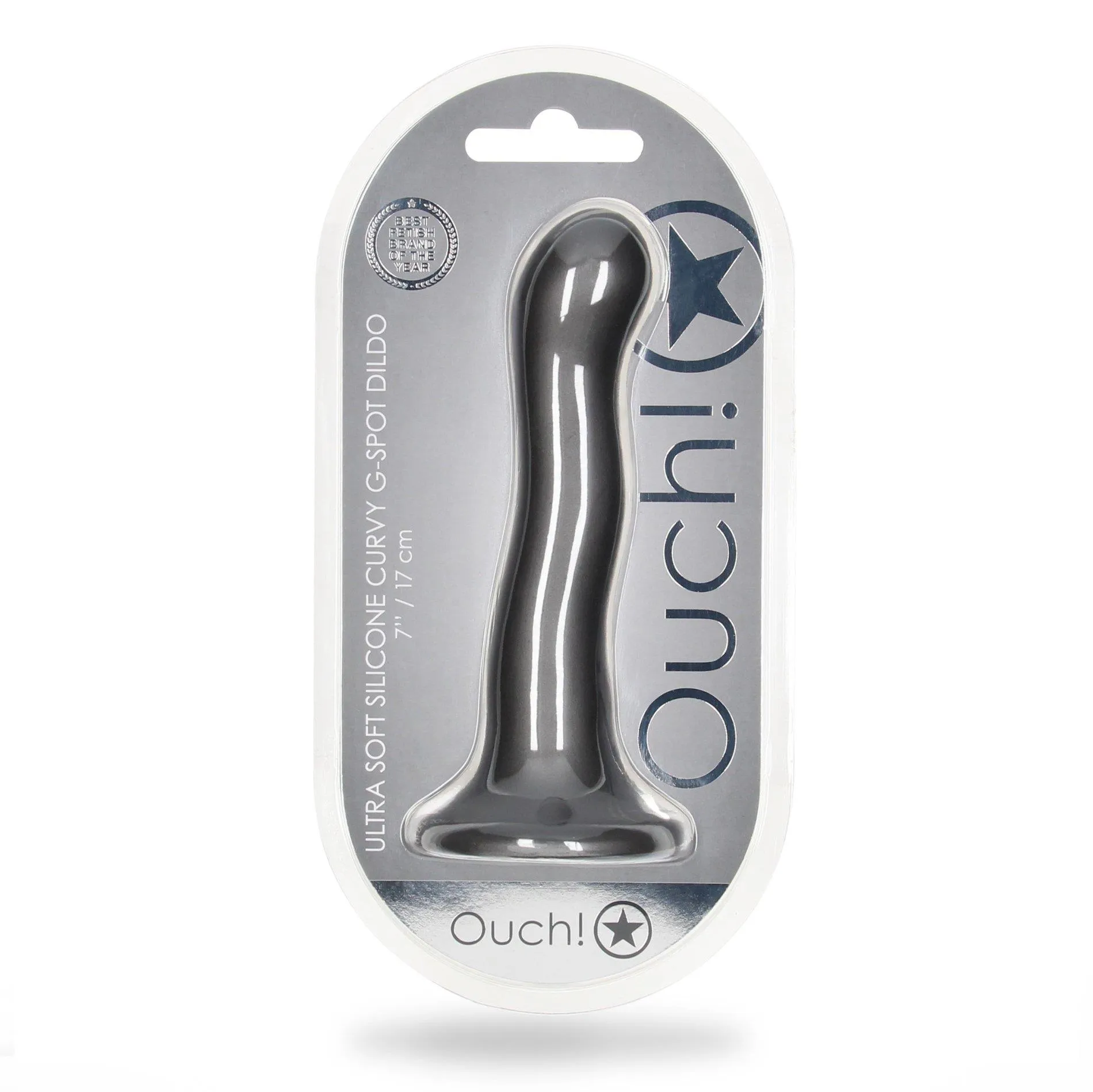 Фаллоимитатор Ouch! Curvy G-Spot Dildo 7'', 17 cm (серый)