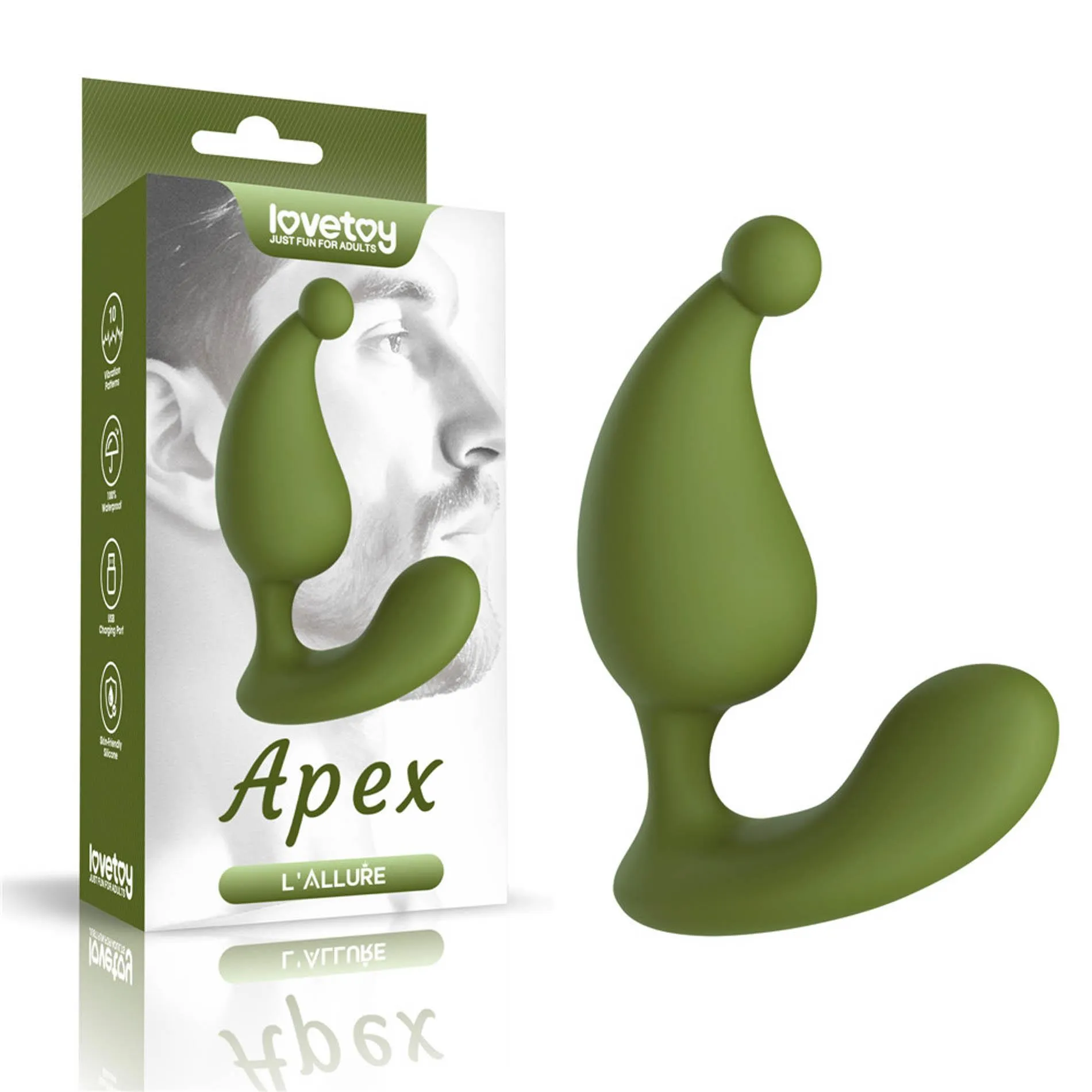 Масажер простати L'Allure Apex, 10.5 см (зелений)