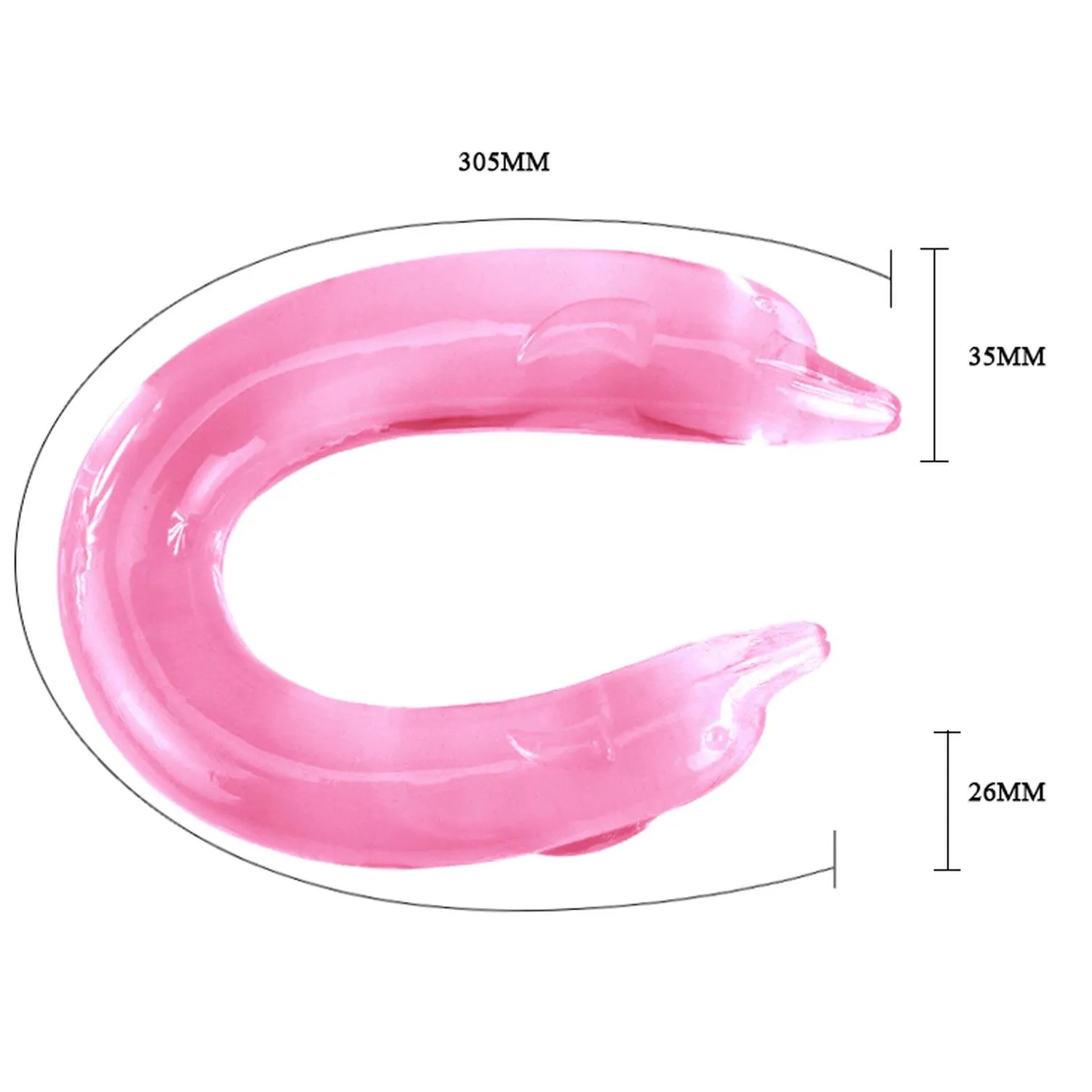 BAILE Double Dolphin - Dwustronny dildo B, Różowy, 30.5 cm