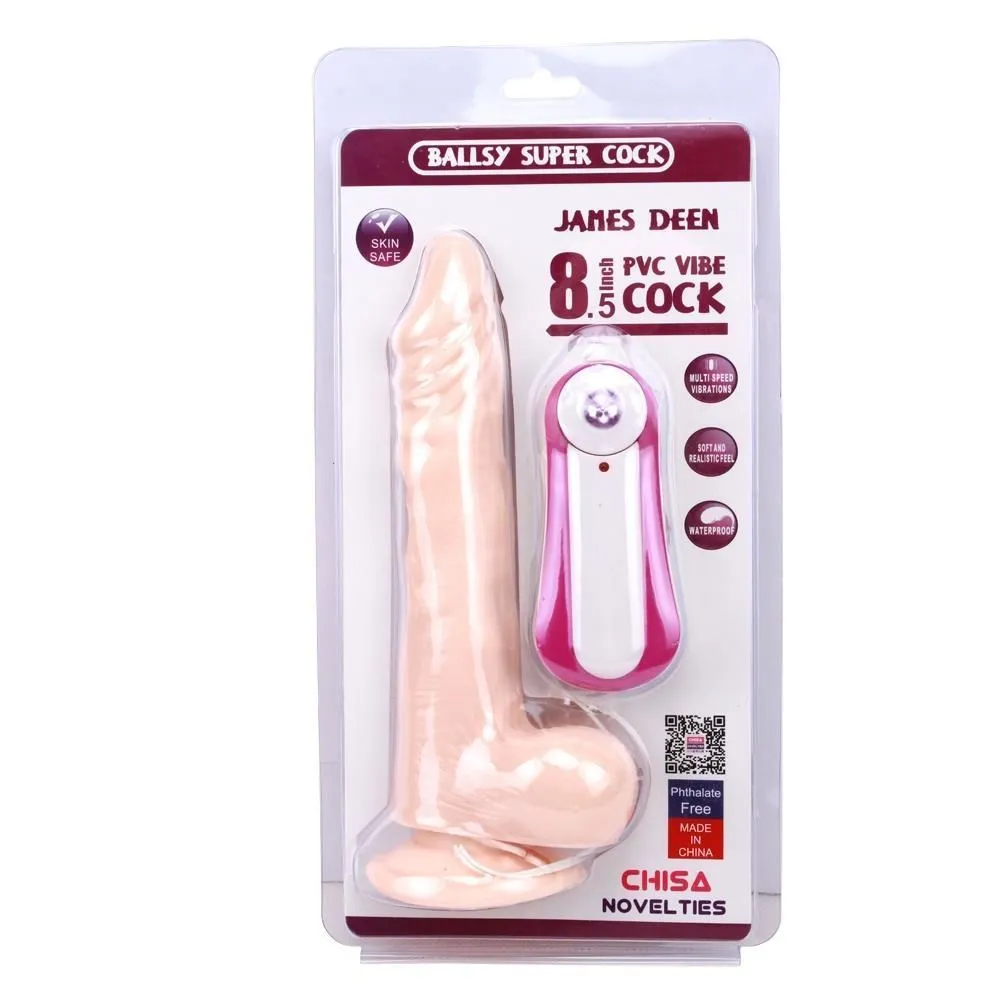 Вибратор Ballsy Super Cock James Deen 8.5", 21.5 см (телесный)