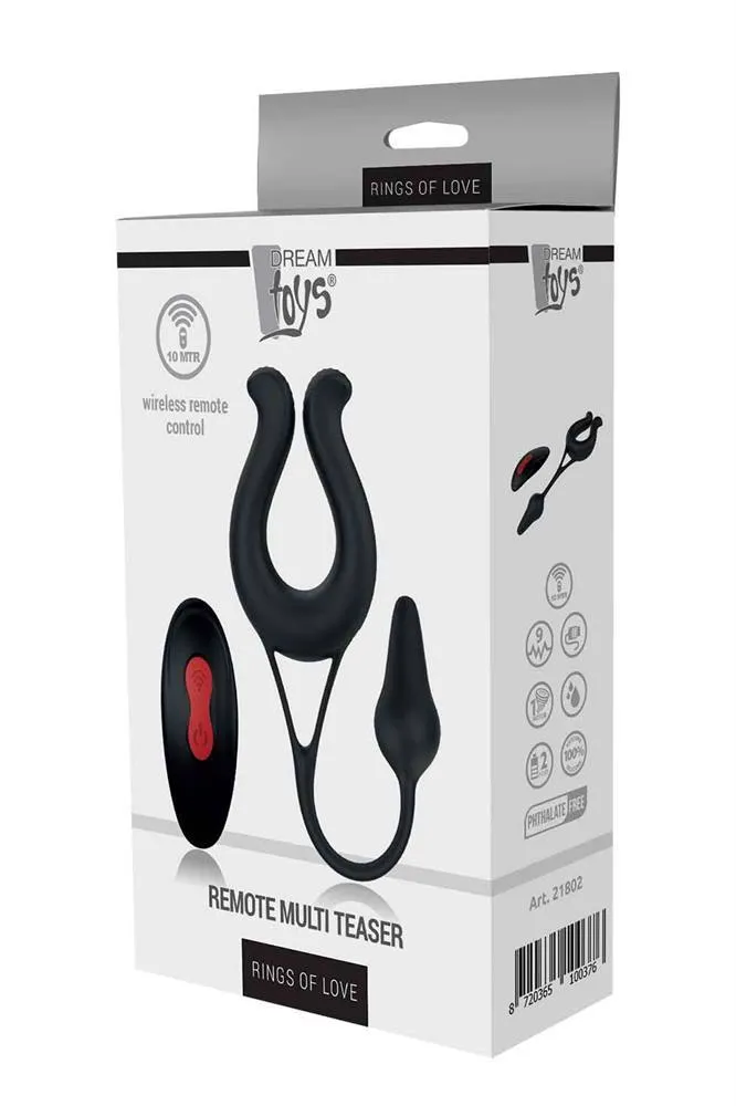 Dream Toys Rings of Love Remote Multi Teaser - Wibrator, Czarny, 23 cm