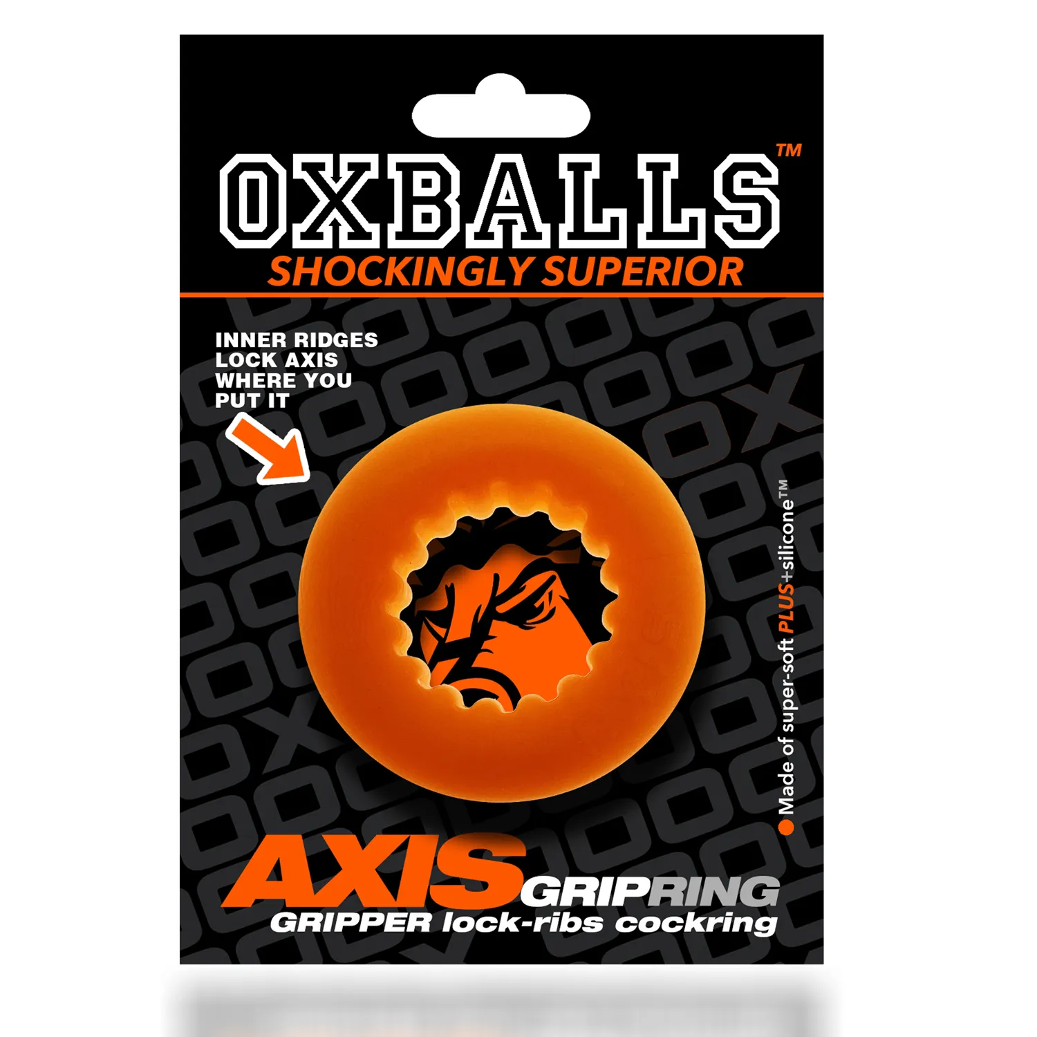 Эрекционное кольцо Oxballs Axis Rib Griphold, 5 см (оранжевый)