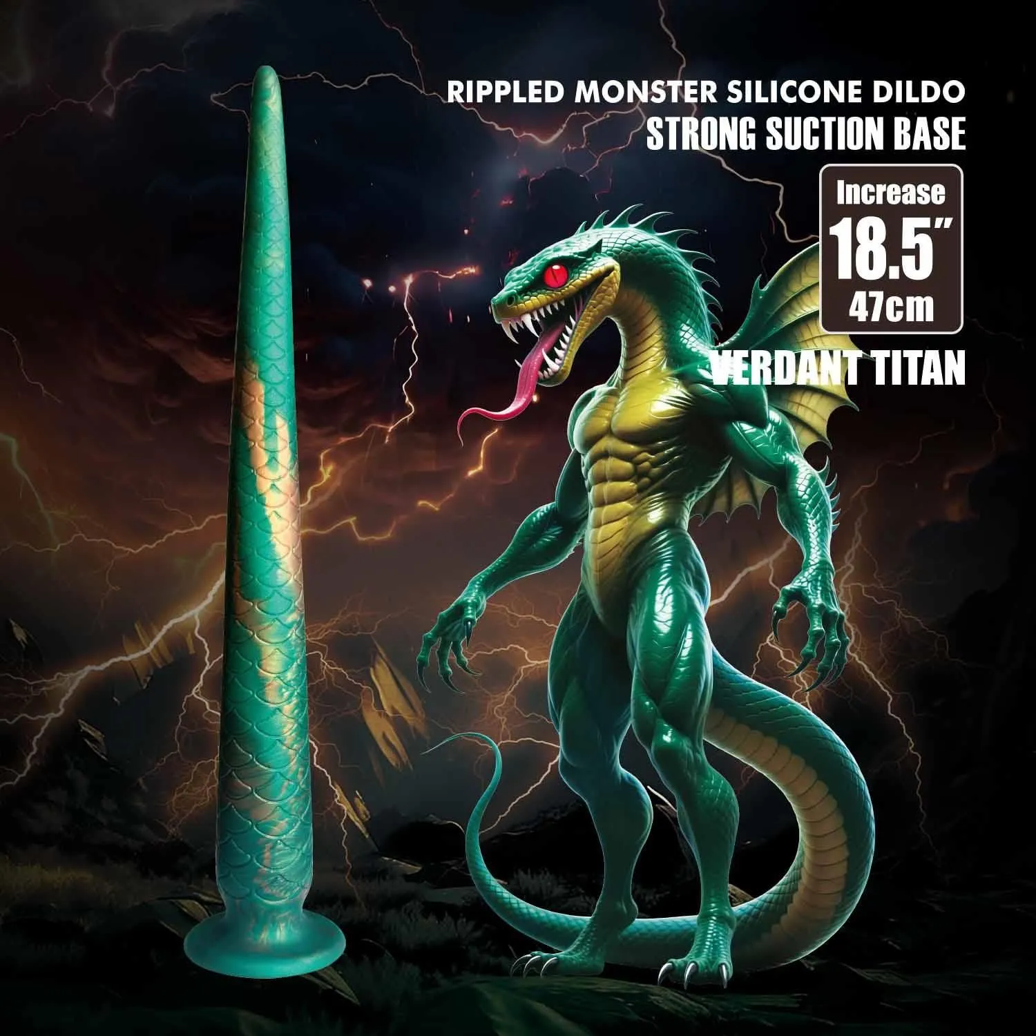 Фаллоимитатор Power Monsters Verdant Titan, 47 см (зеленый)