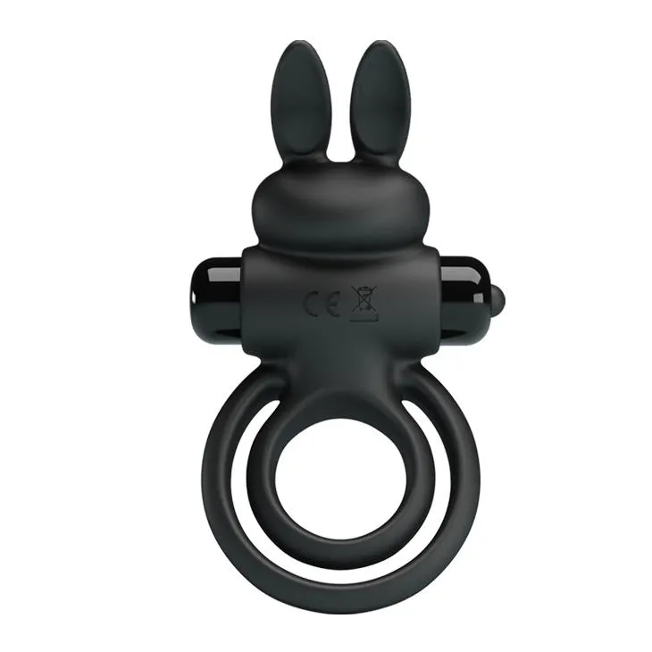 Виброкольцо Pretty Love Vibro Penis Ring Bunny III, 9,7 см (черный)