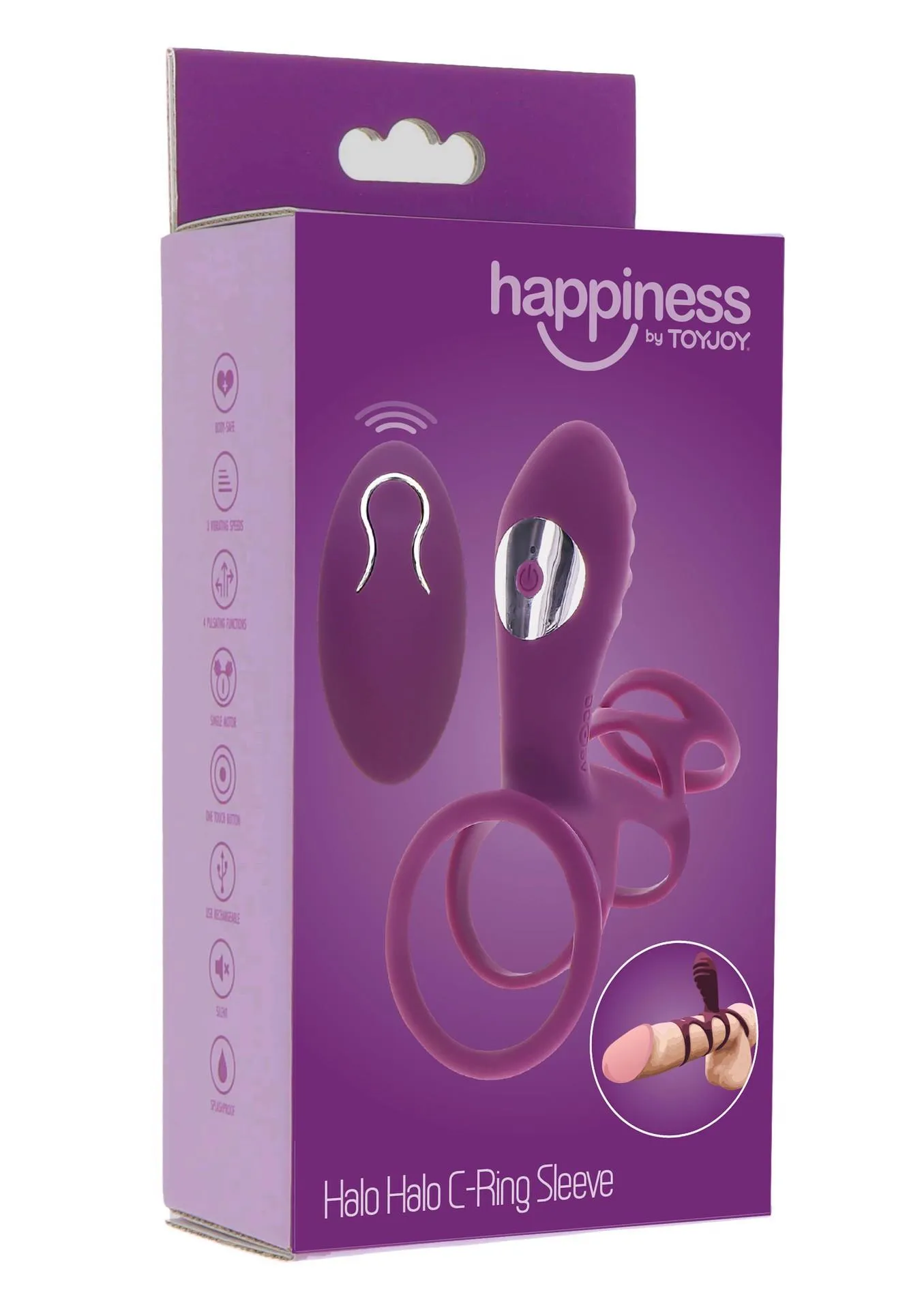 TOYJOY Happiness Halo Halo C-Ring Sleeve - Nakładka na penisa, Fioletowy, 6, 2 cm