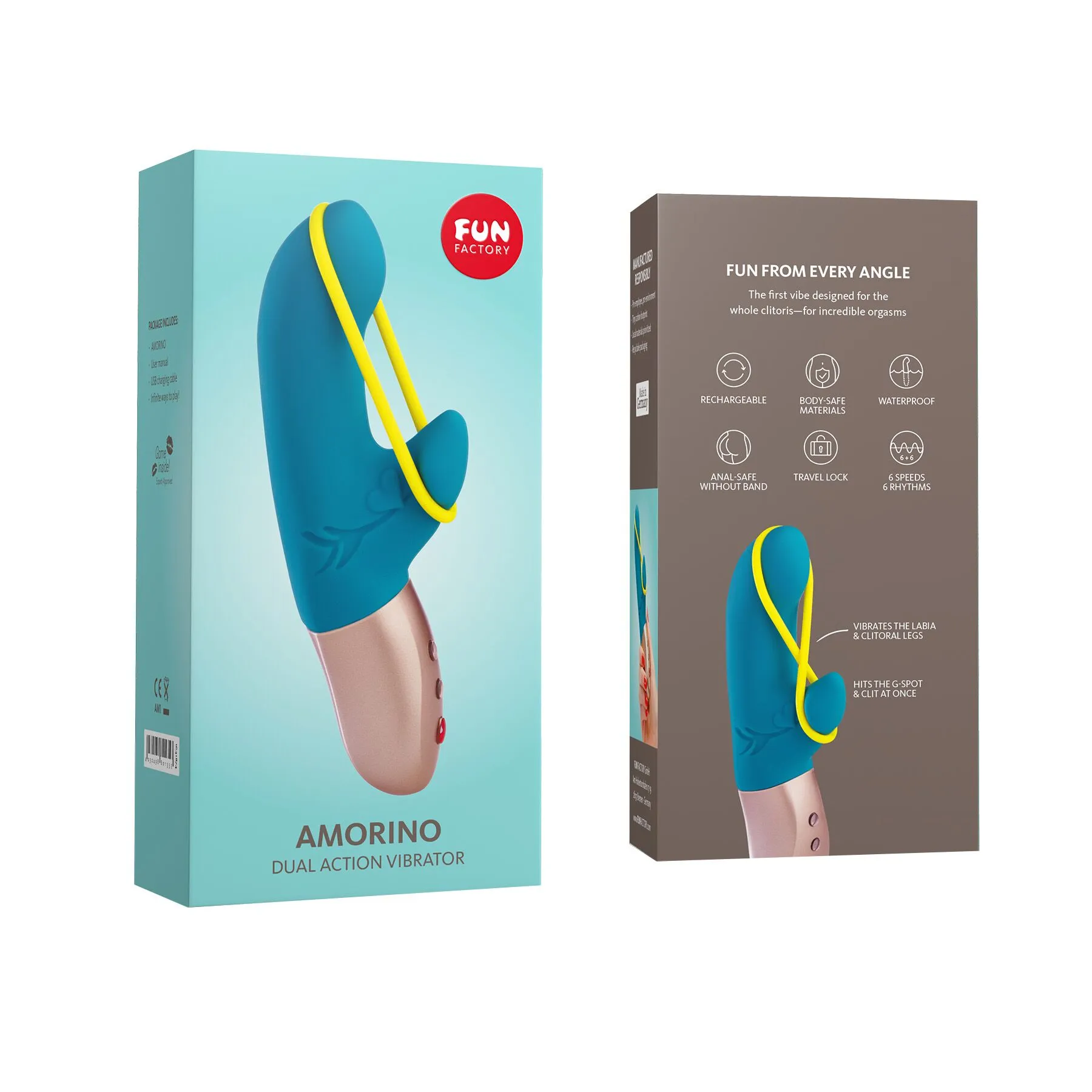 Вібратор-кролик Fun Factory Amorino DeluxeVibes, 17.3 см (блакитний)