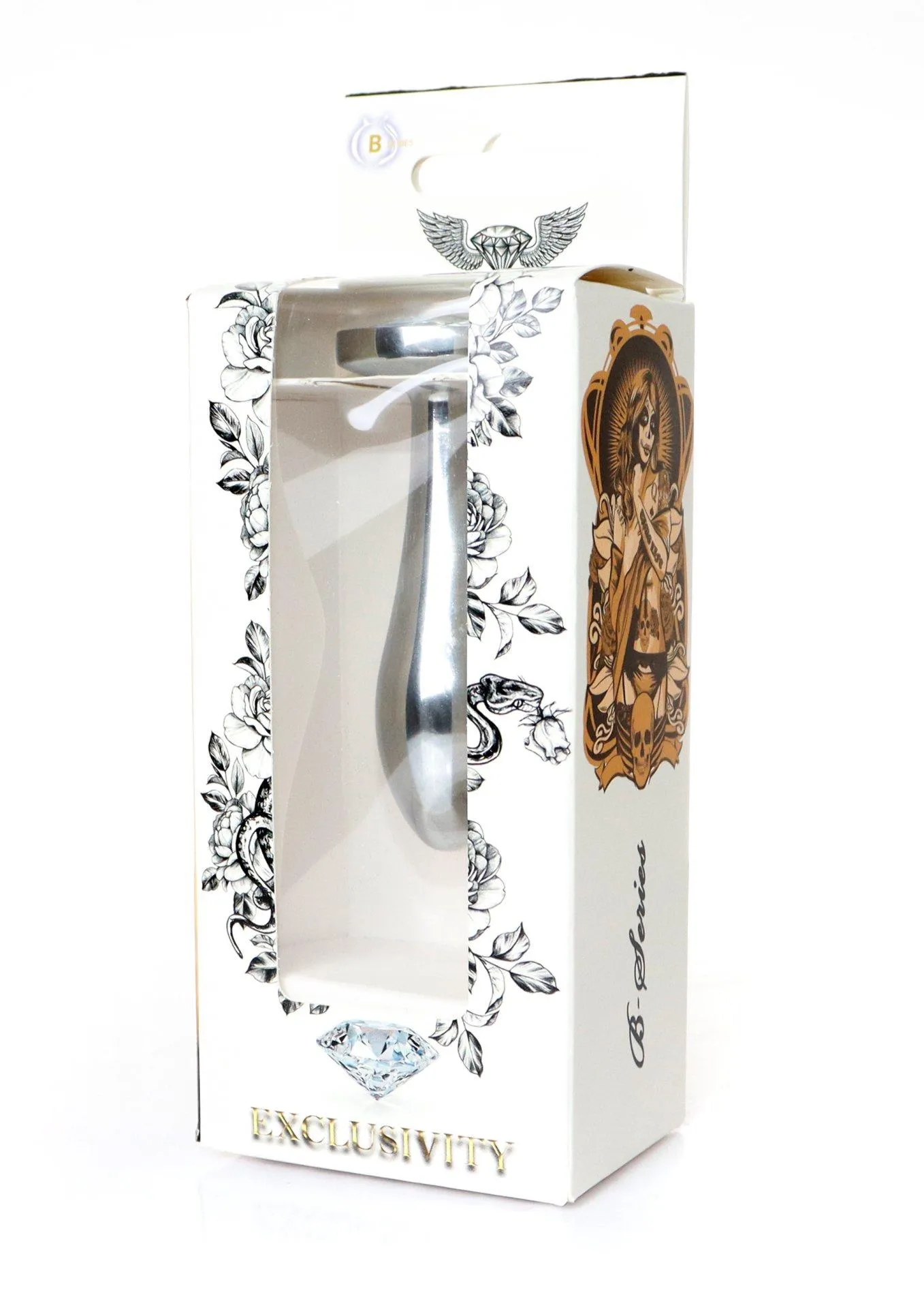 B - Series HeavyFun Jewellery Silver Plug Clear S - Korek analny, Przezroczysty, 7.7 cm, S