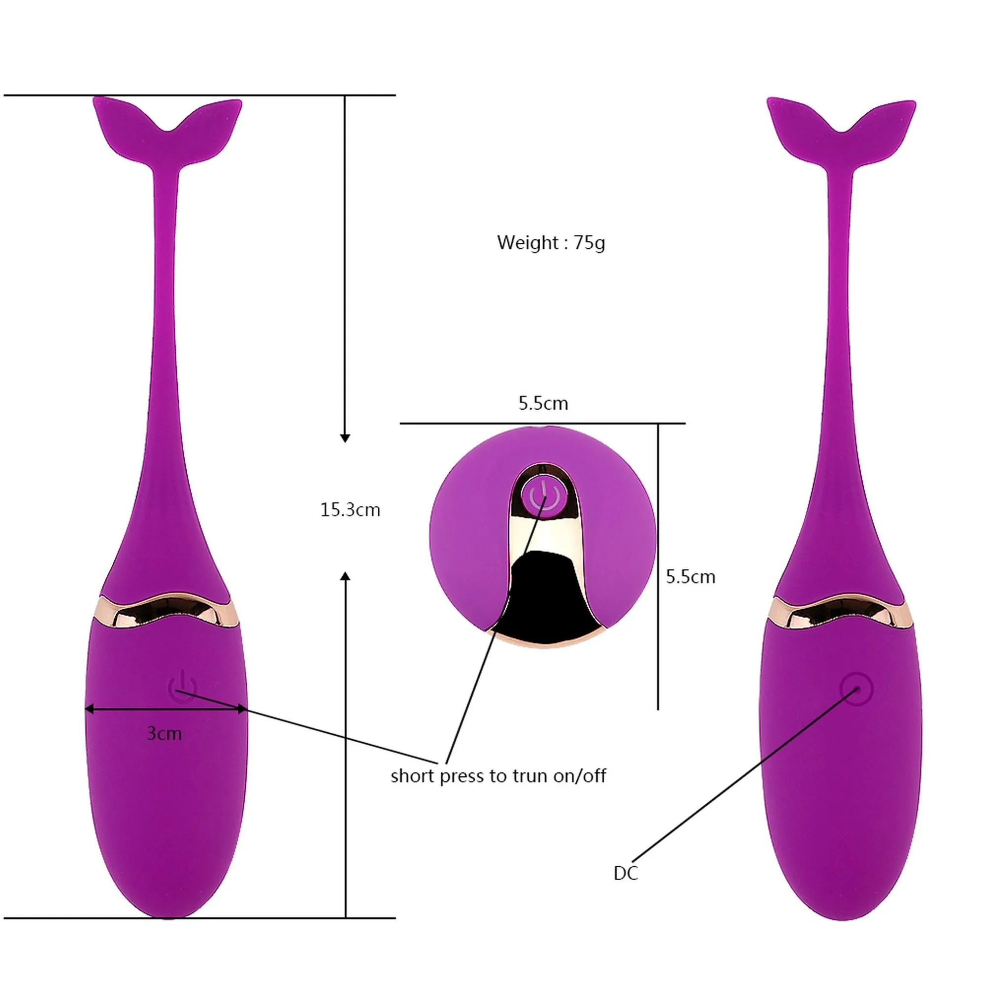 B - Series Lyla Vibratong Egg - Wibrujące jajko, Fioletowy, 15.3 cm