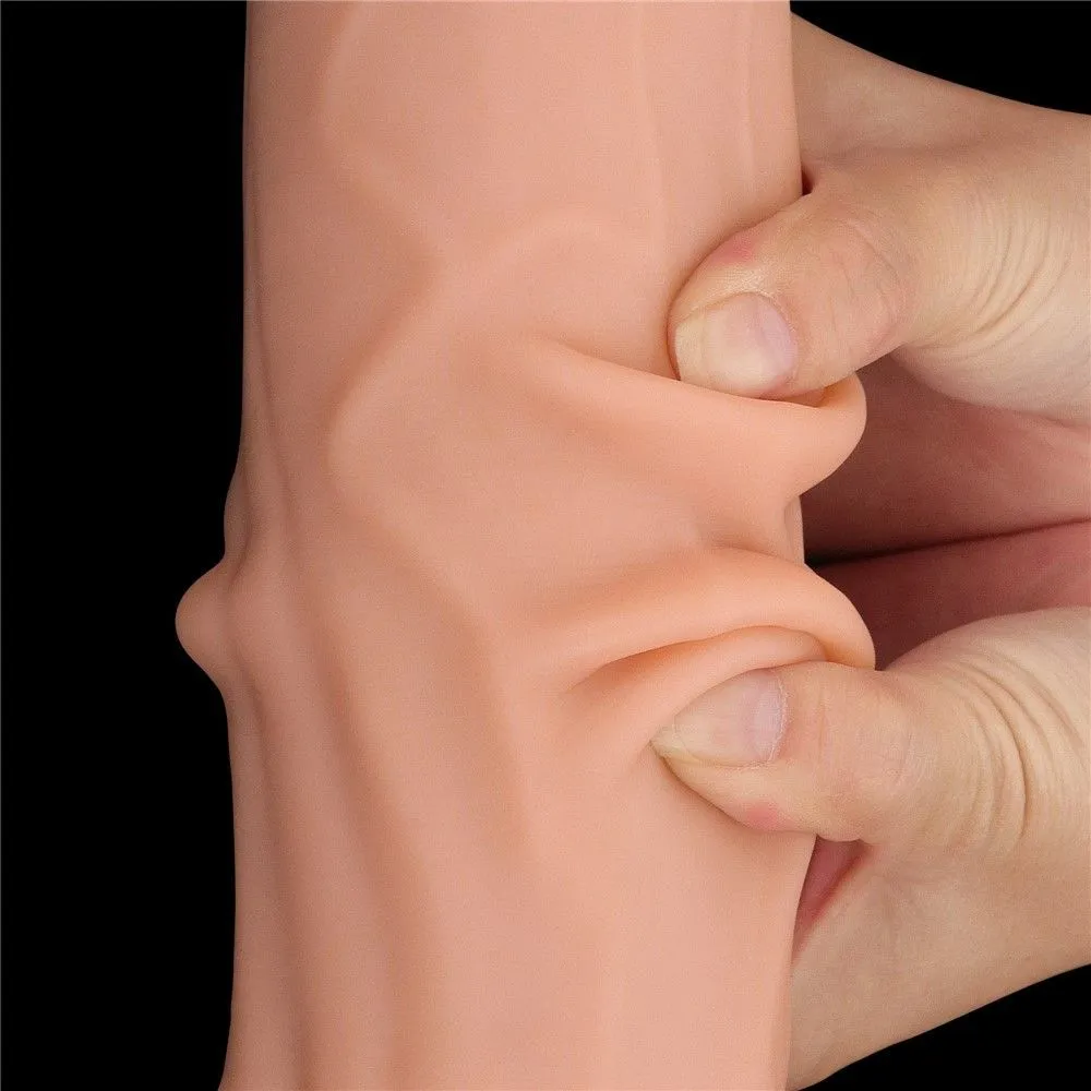 Фалоімітатор LoveToy Sliding-Skin Dual Layer Dong King Sized, 31 см (тілесний)