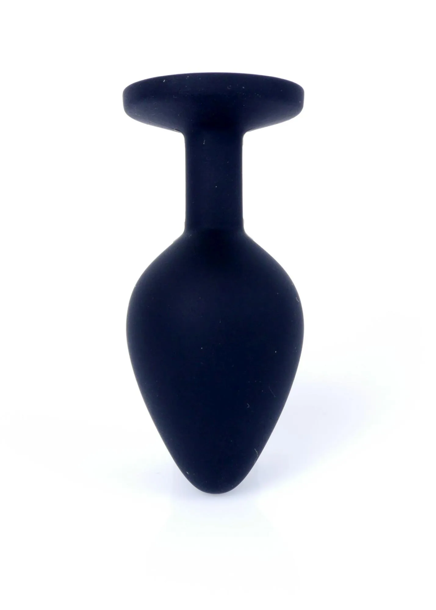 B - Series HeavyFun Plug-Jewellery Black Silicon Plug Medium- Pink Diamond - Silikonowy korek analny z kryształem, Różowy, 8 cm