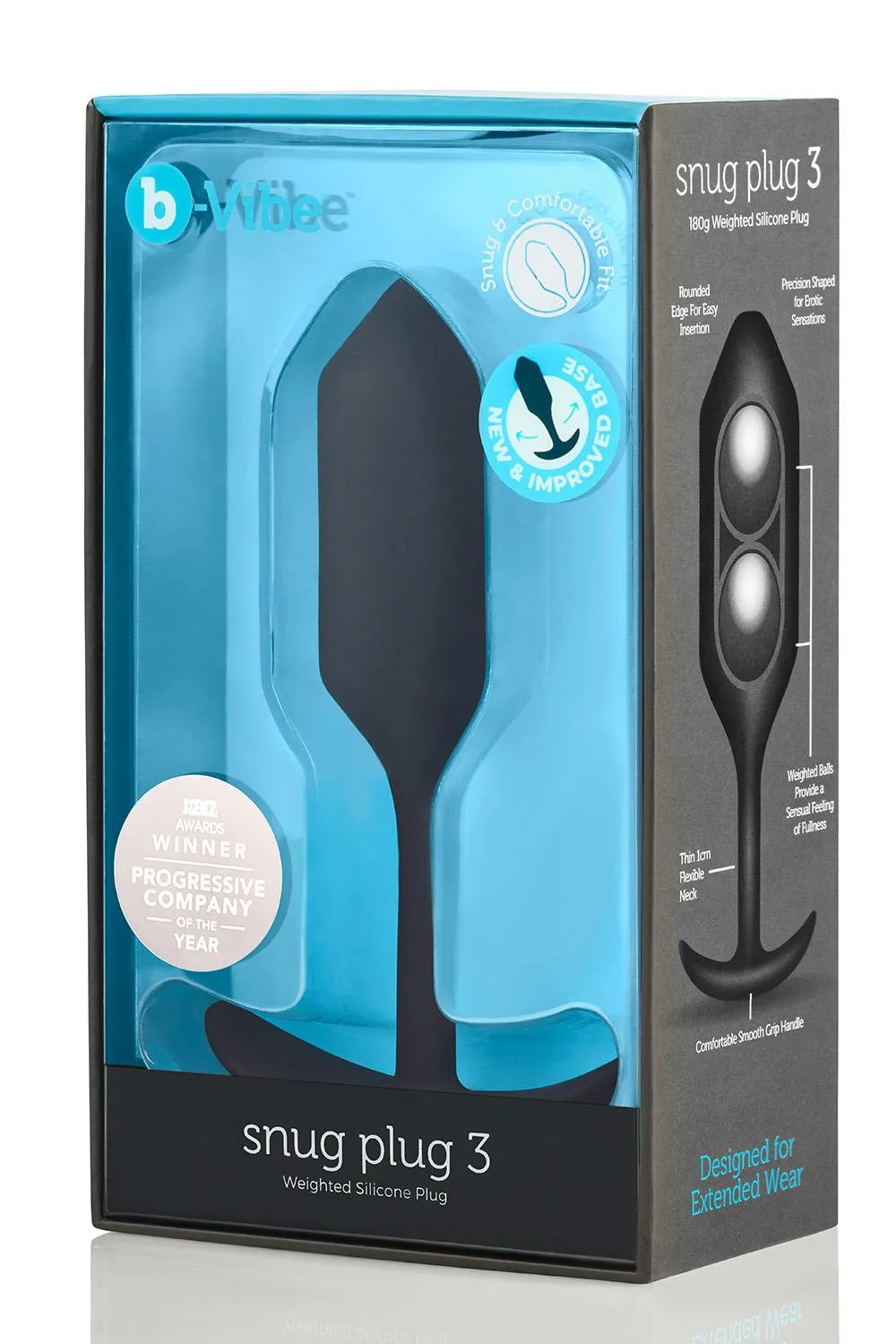 Анальная пробка B-Vibe Snug Plug 3, 12.7 см (черный)