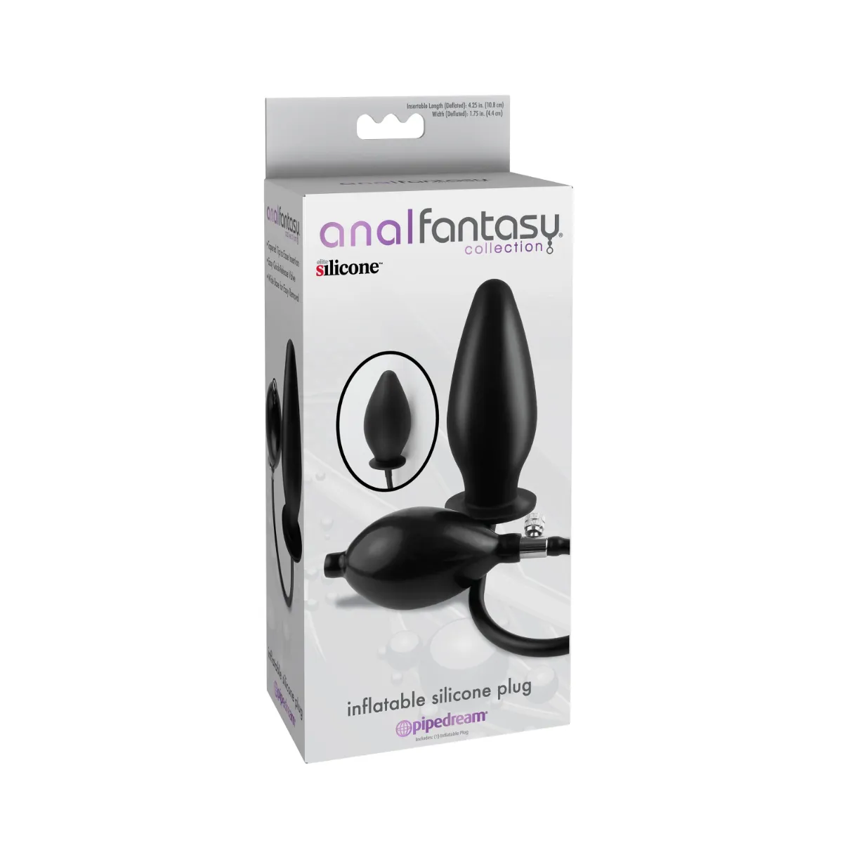 Анальна пробка Pipedream Inflatable Silicone Plug, 12 см (чорний)