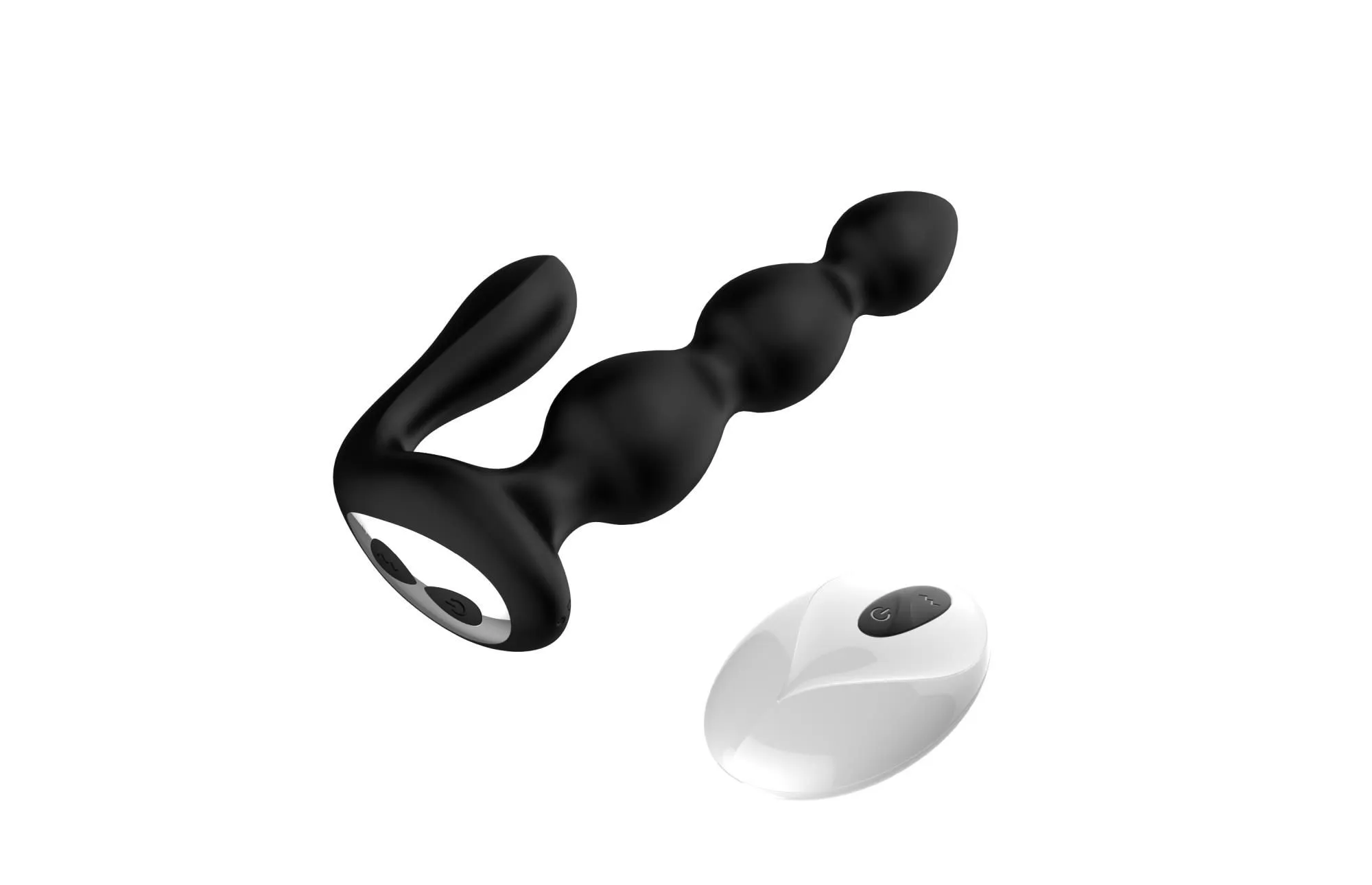 B - Series Cute Anal Beads - Korek analny, Czarny, 18 cm