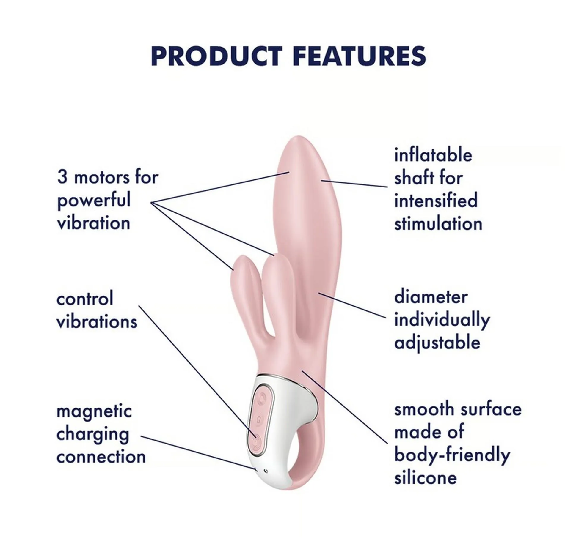 Вибратор-кролик Satisfyer Air Pump Bunny 3, 21 см (светло-розовый)