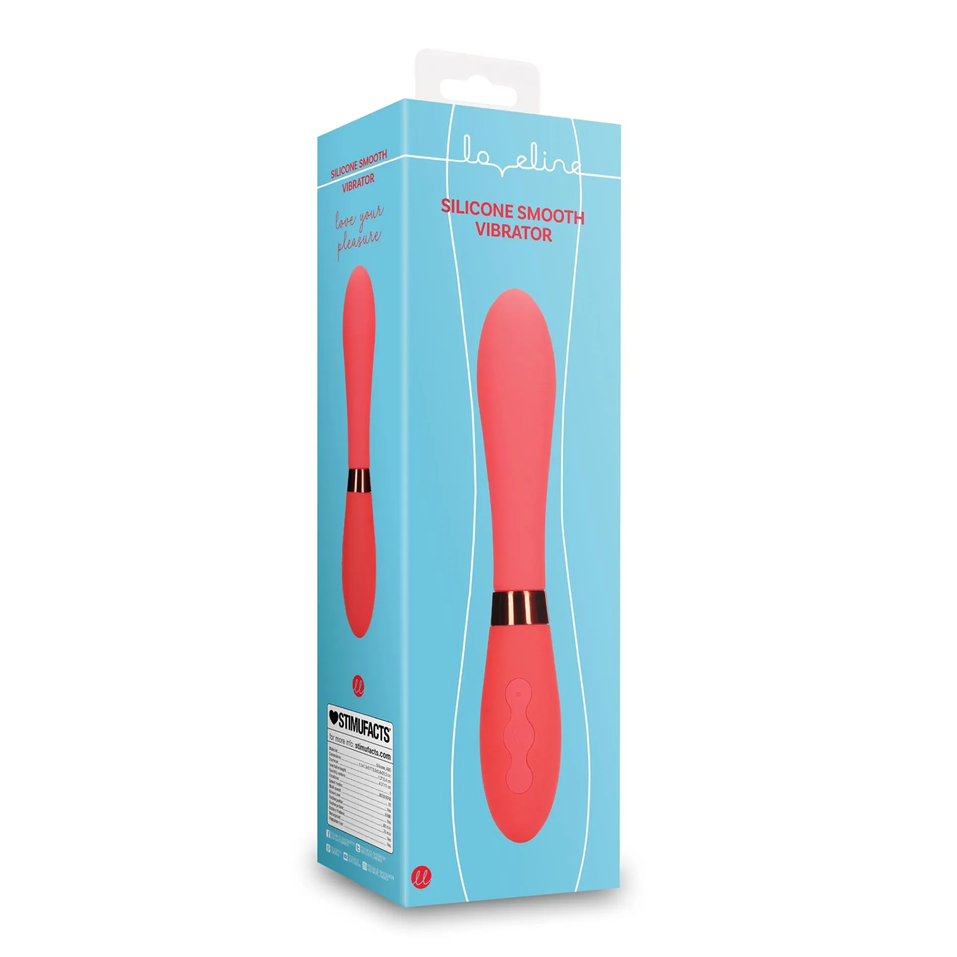 Loveline Smooth Silicone G-Spot - Wibrator, Czerwony, 20.5 cm