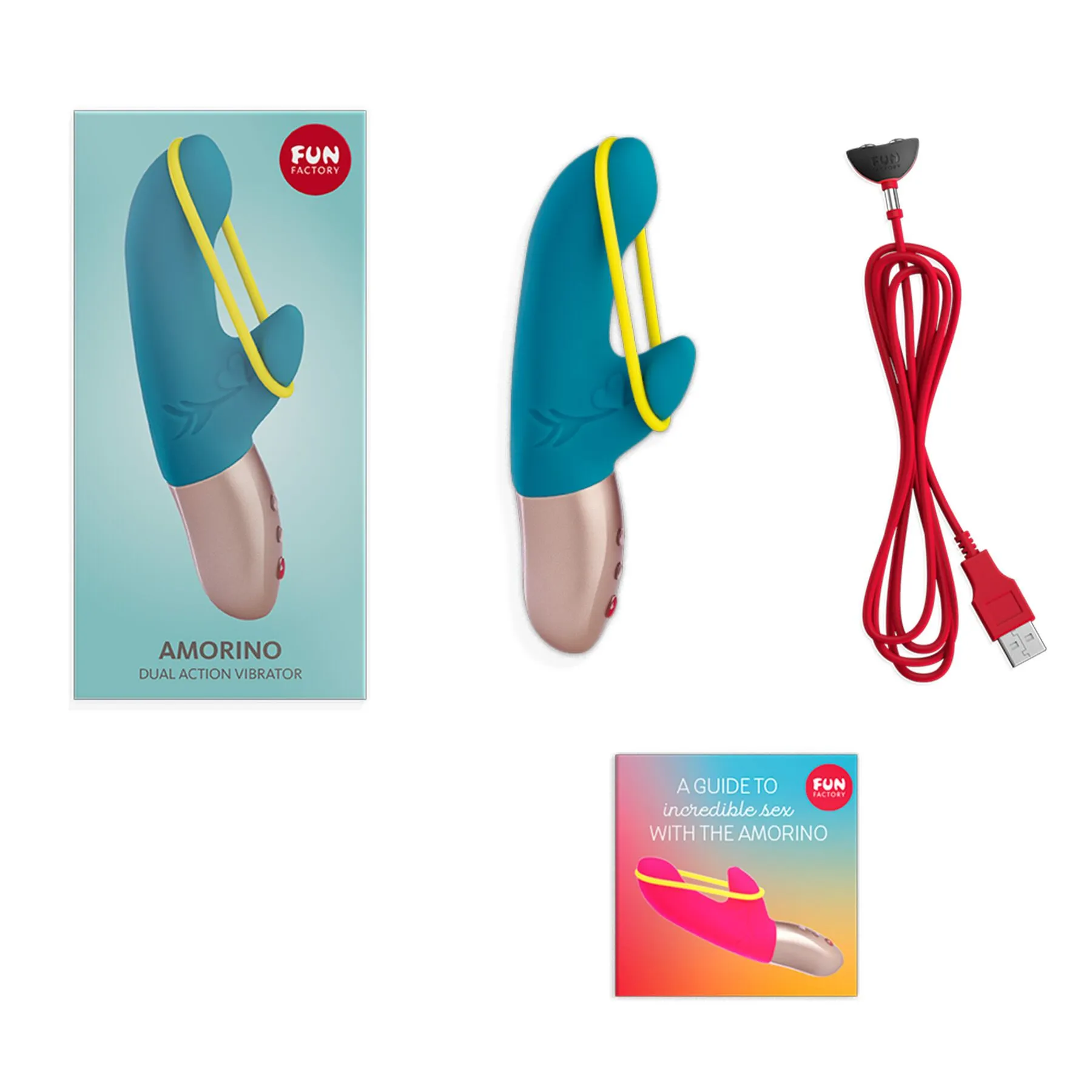 Вібратор-кролик Fun Factory Amorino DeluxeVibes, 17.3 см (блакитний)