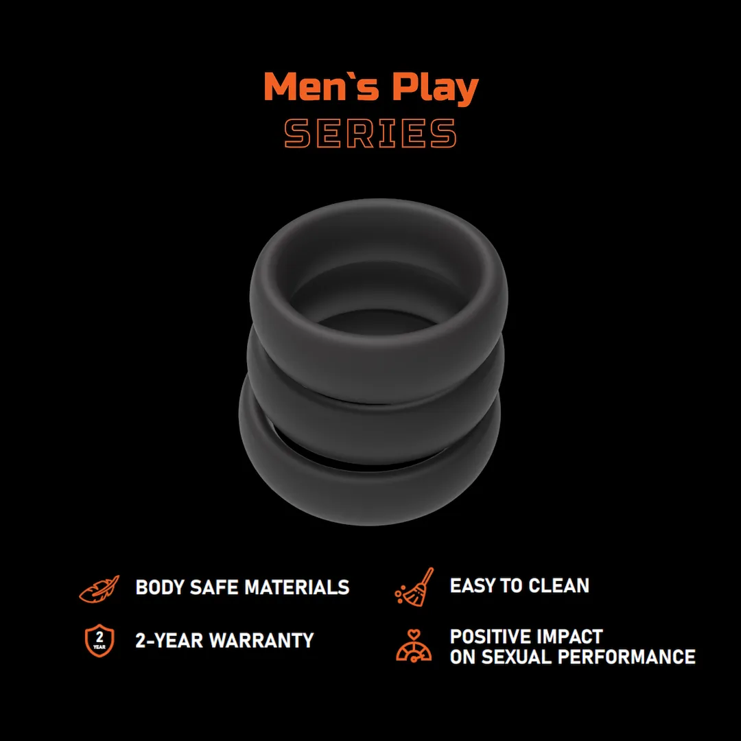 Набор эрекционных колец Erospace Men’s Play B9, 3 шт (черный)
