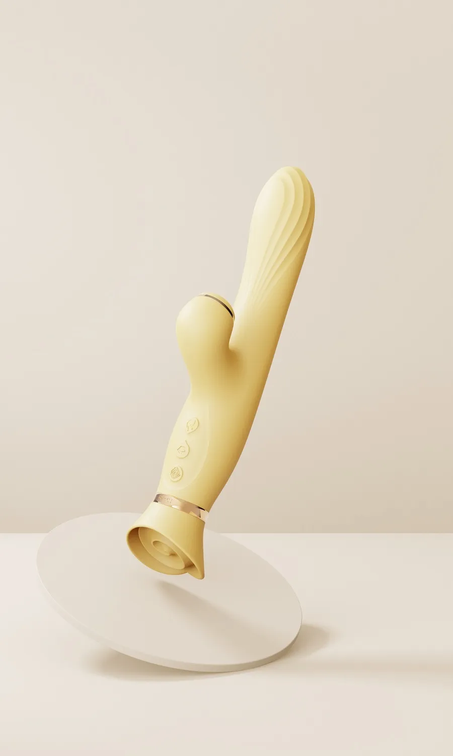 Zalo Rose Rabbit Thruster - Wibrator królik, Żółty, 25 cm
