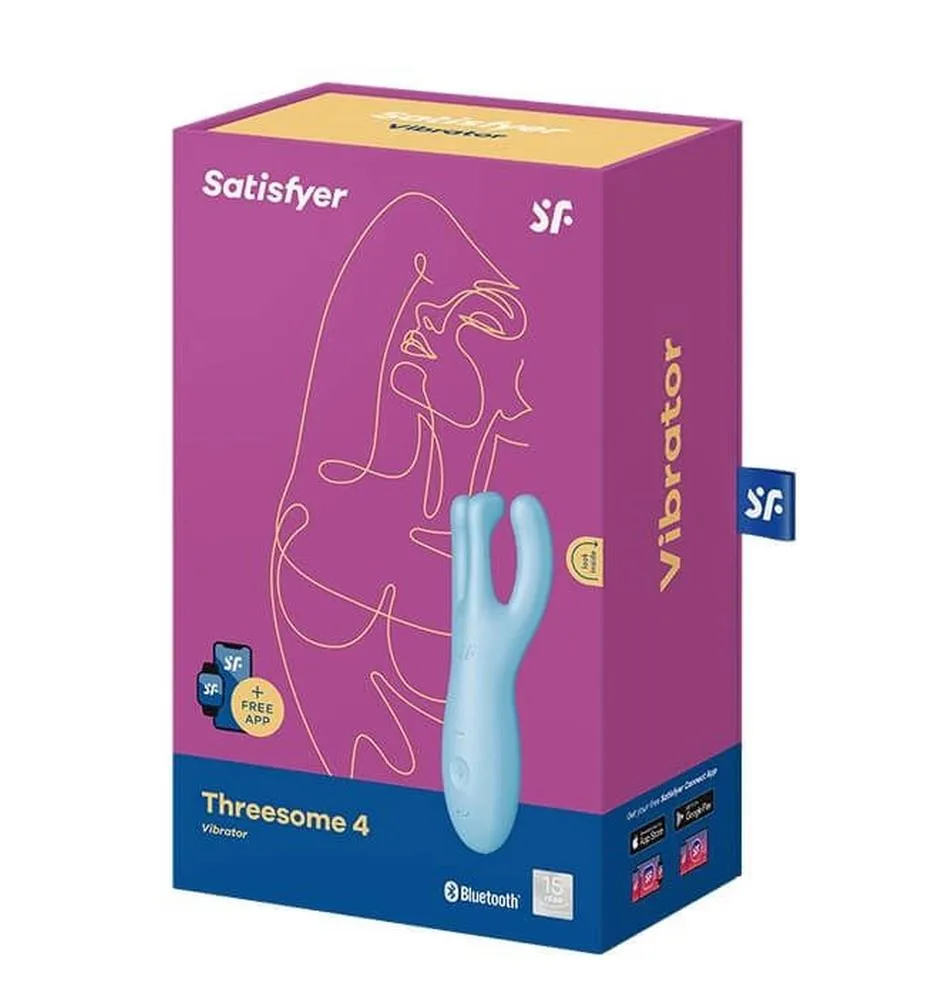 Вибратор для клитора Satisfyer Threesome 4, 14 см (голубой)