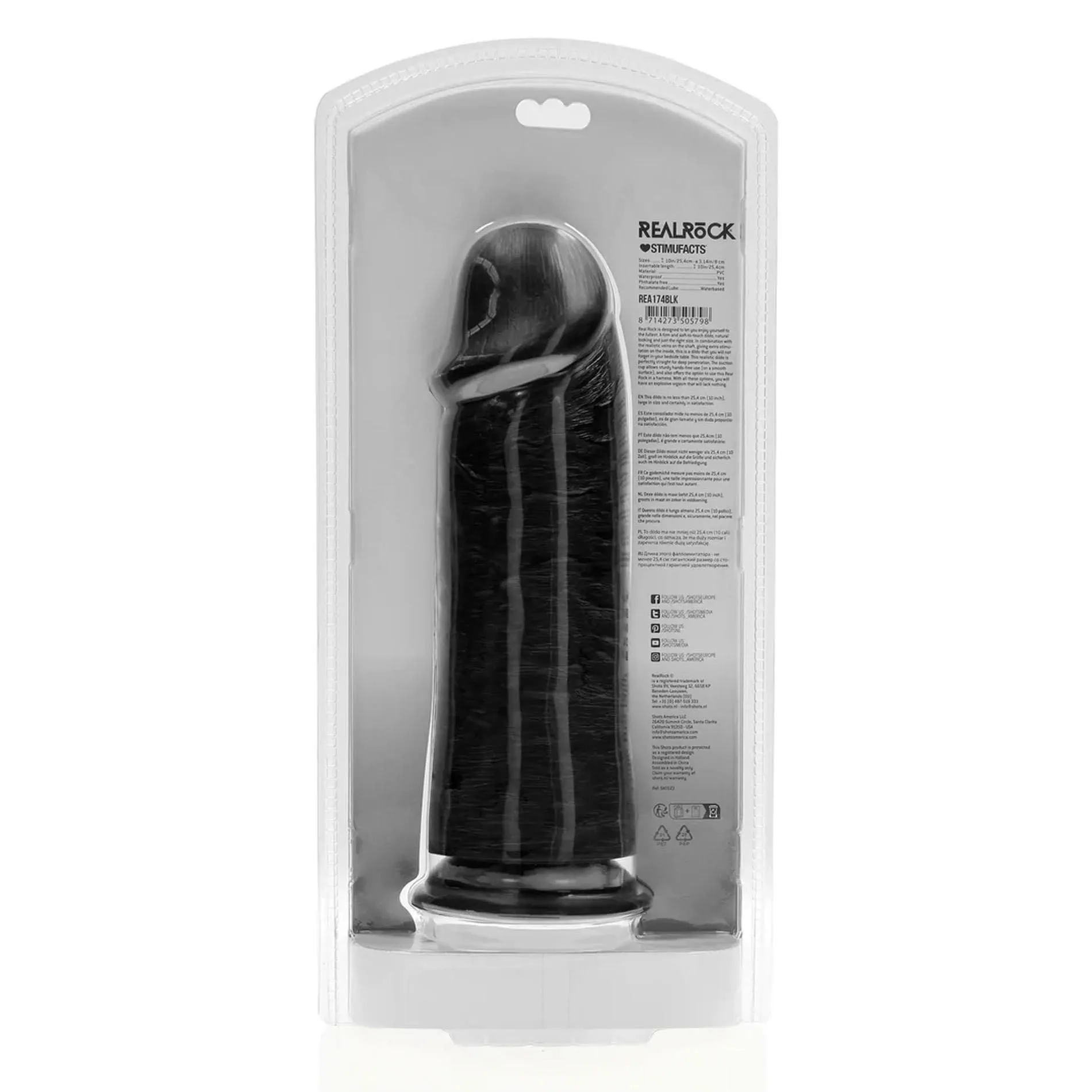 Фаллоимитатор RealRock Extra Thick, 25.4 см (черный)
