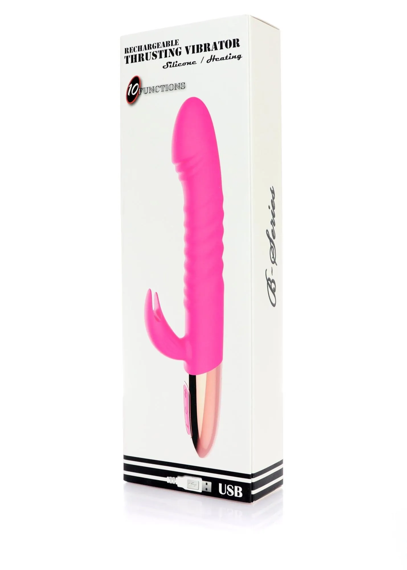 Вібратор-кролик B - Series Magic Rechargeable Thrusting, 19 см (рожевий)