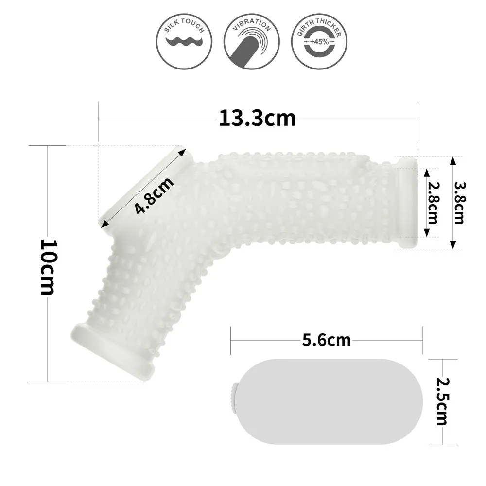 Насадка на пенис LoveToy Vibrating Drip Knights Ring with Scrotum Sleeve, 13 см (белый)