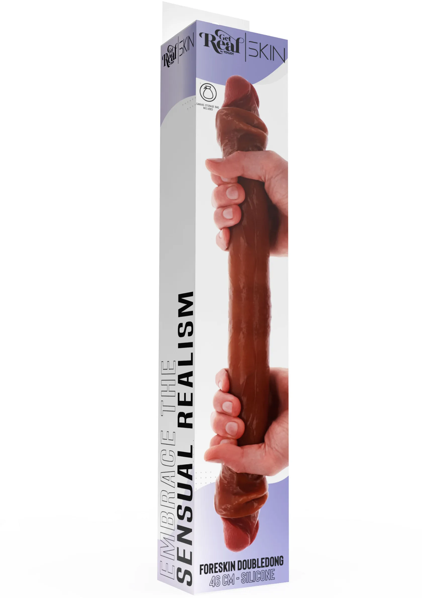 Get Real Foreskin Double Dong - Dildo, Brązowy, 46 cm