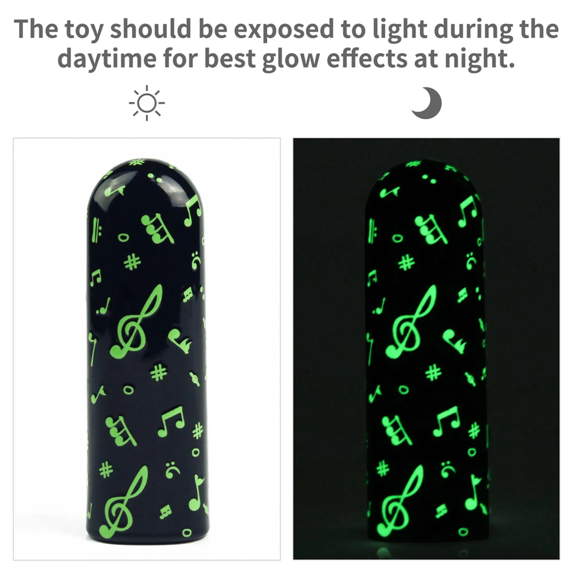 Вибратор для клитора LoveToy Music Massager Glow In The Dark, 8,5 см (черный)