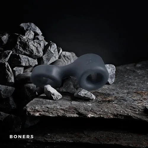 Эрекционное кольцо Boners Cock Ring & Ball Stretcher, 9.2 см (серый)
