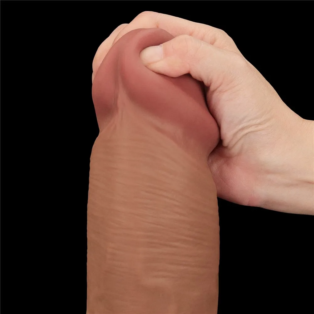 Lovetoy Sliding-Skin Dual Layer Dong King Sized - Dildo, W kolorze cielistym, 36 cm