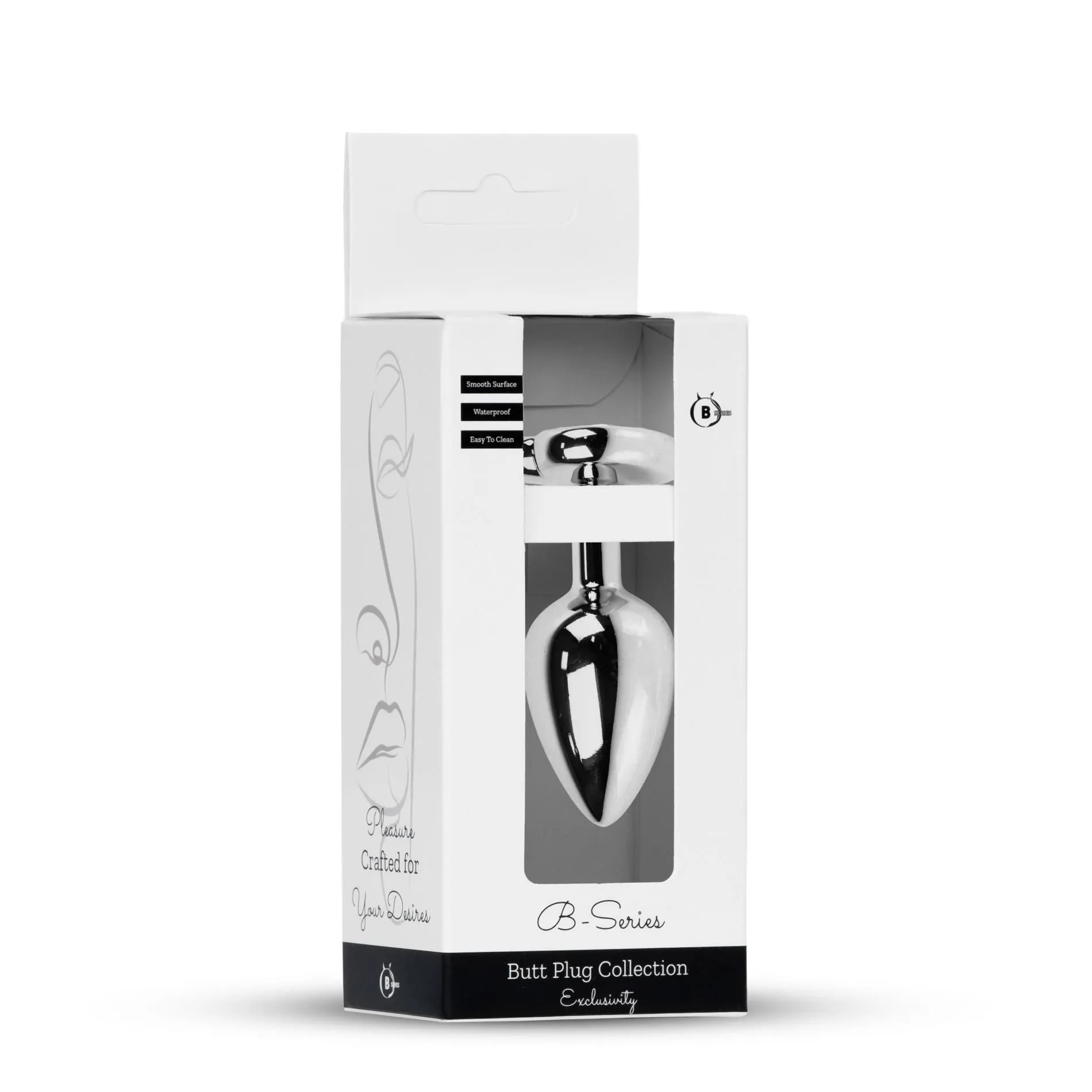 Анальная пробка B - Series HeavyFun Jewellery Silver Heart, 7 см (черный)