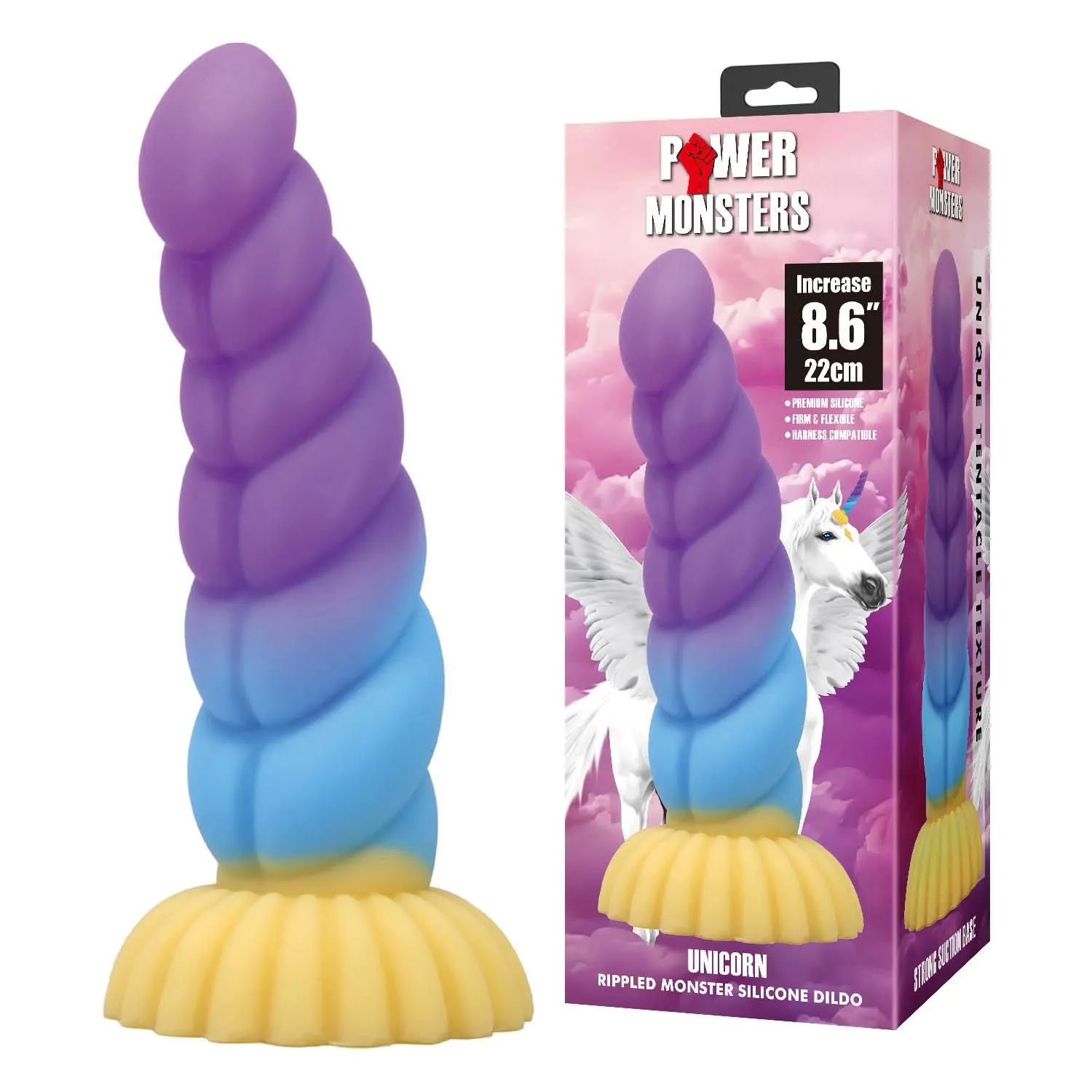 Фаллоимитатор Power Monsters Unicorn, 22 см (мульти)