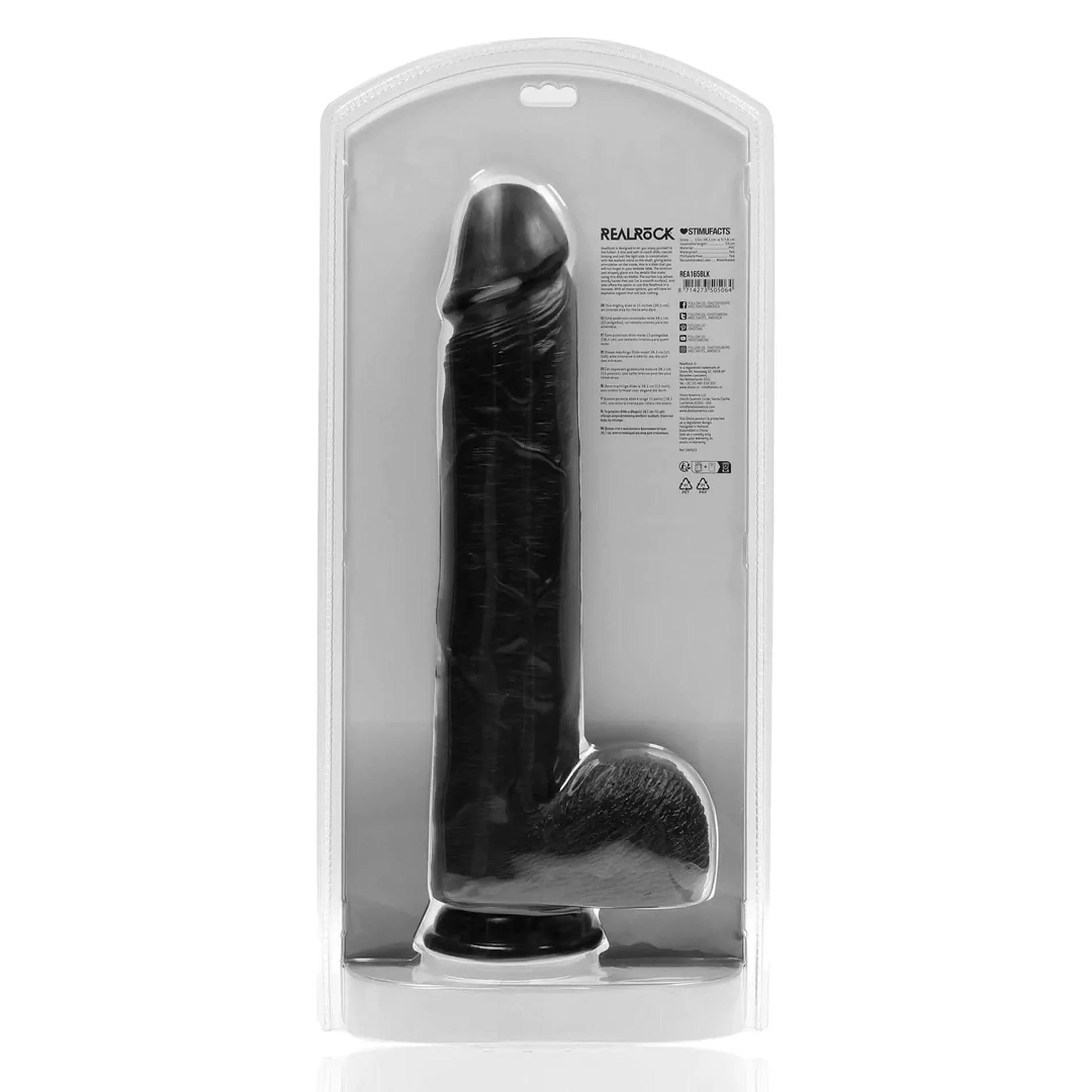 Фалоімітатор RealRock Extra Large, 38 см (чорний)
