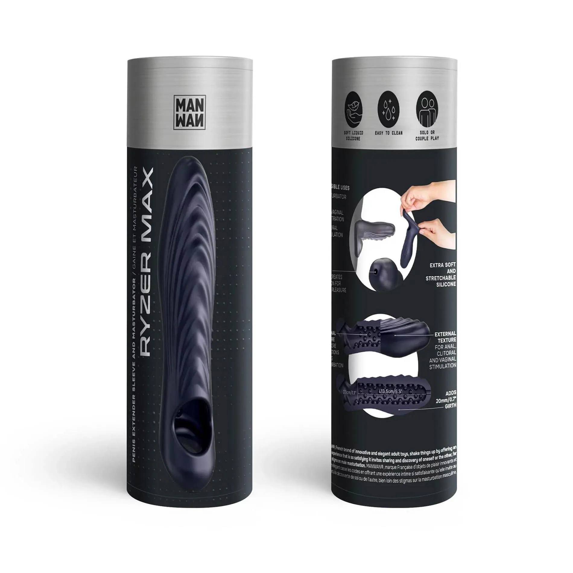 Dorcel Ryzer Max - Nakładka na penisa, Śliwka, 18.2 cm