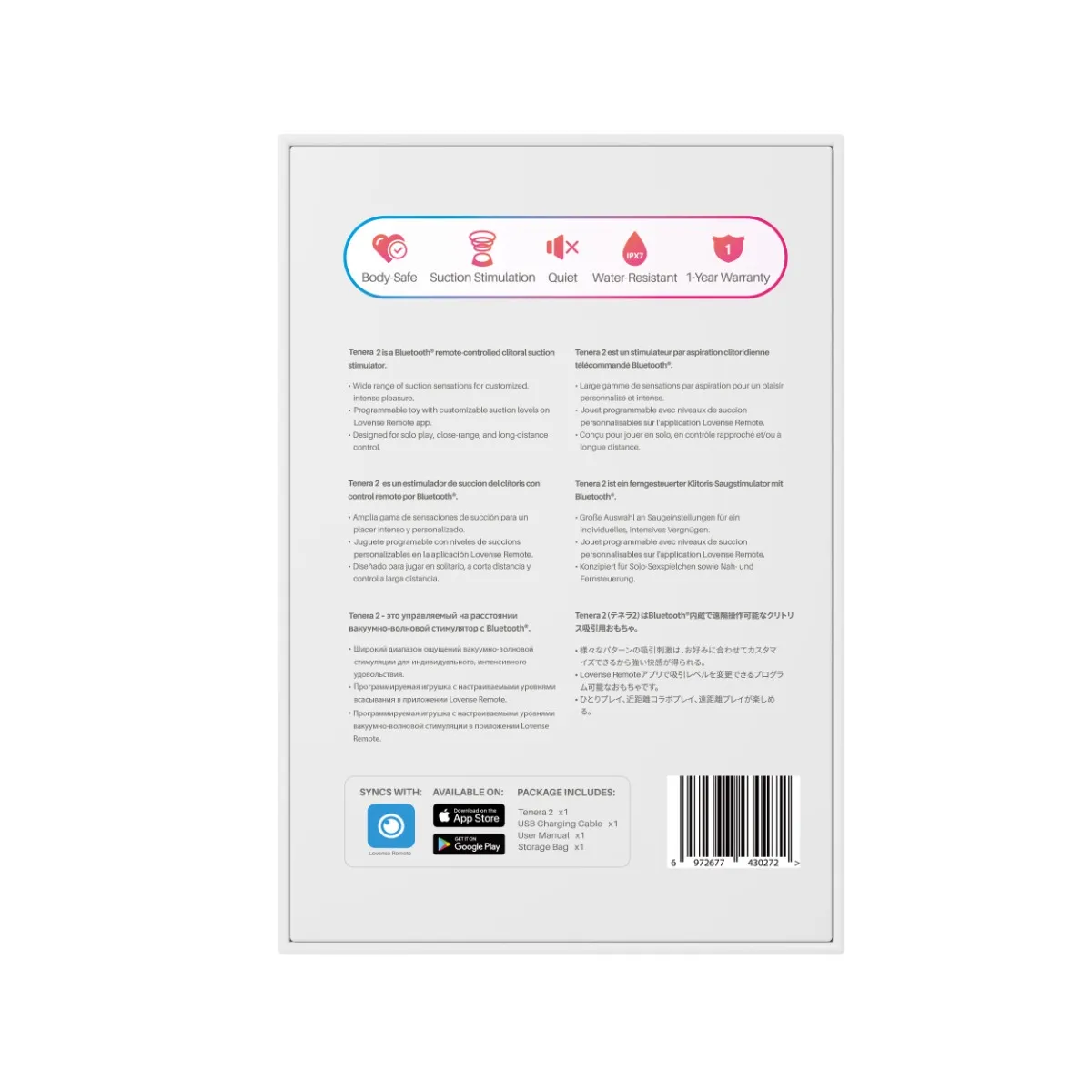 Lovense Tenera 2 - Bezdotykowy stymulator łechtaczki, Multi, 12 cm