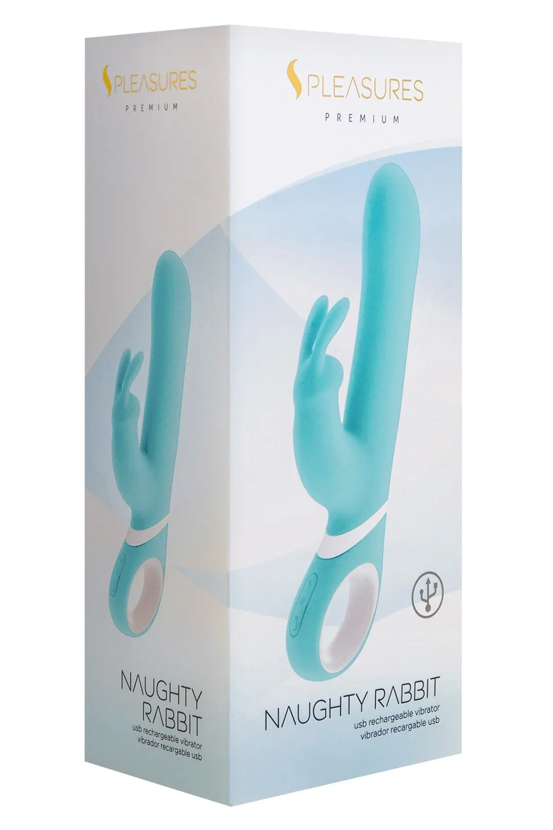 Вібратор-кролик Pleasures Naughty Rabbit, 22,7 см (бірюзовий)