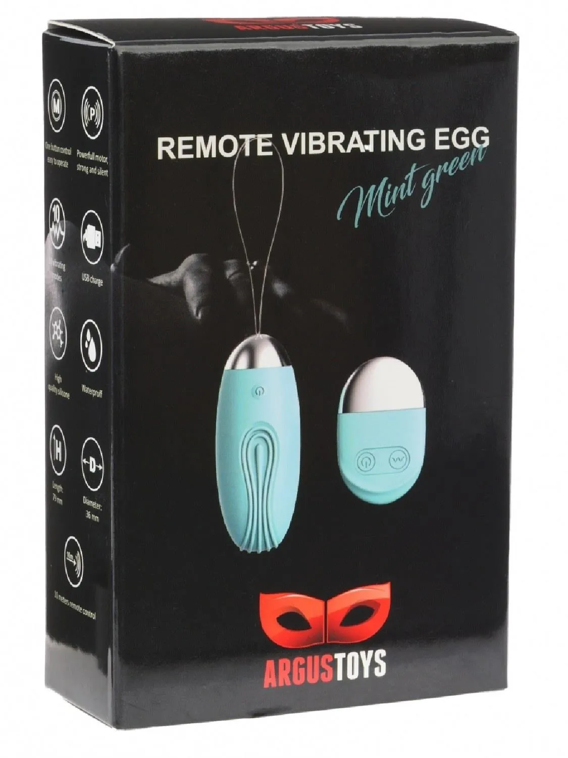 Argus Remote Vibrating Egg - Wibrujące jajko, Mięta, 7.9 cm